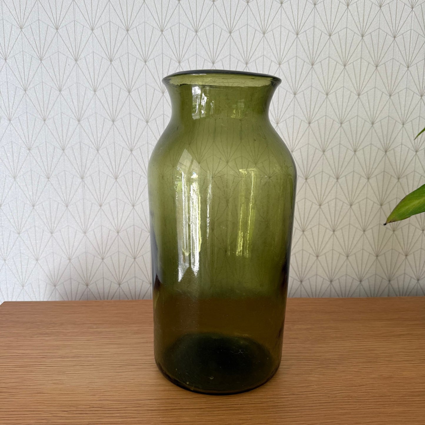 Antique French Hand Blown Green Glass Pickling Truffle Bocal Jar 12 1/4"08092511