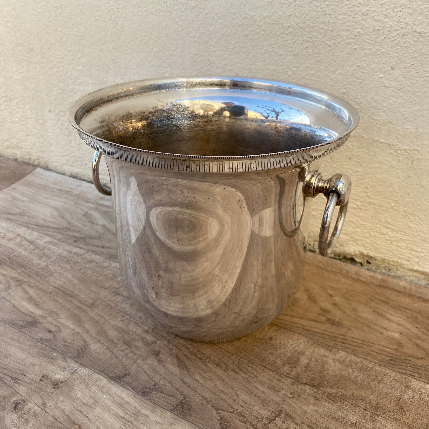 French Silver Plated Champagne Bucket Ring Handles Ice Cooler 03102210 Unbranded