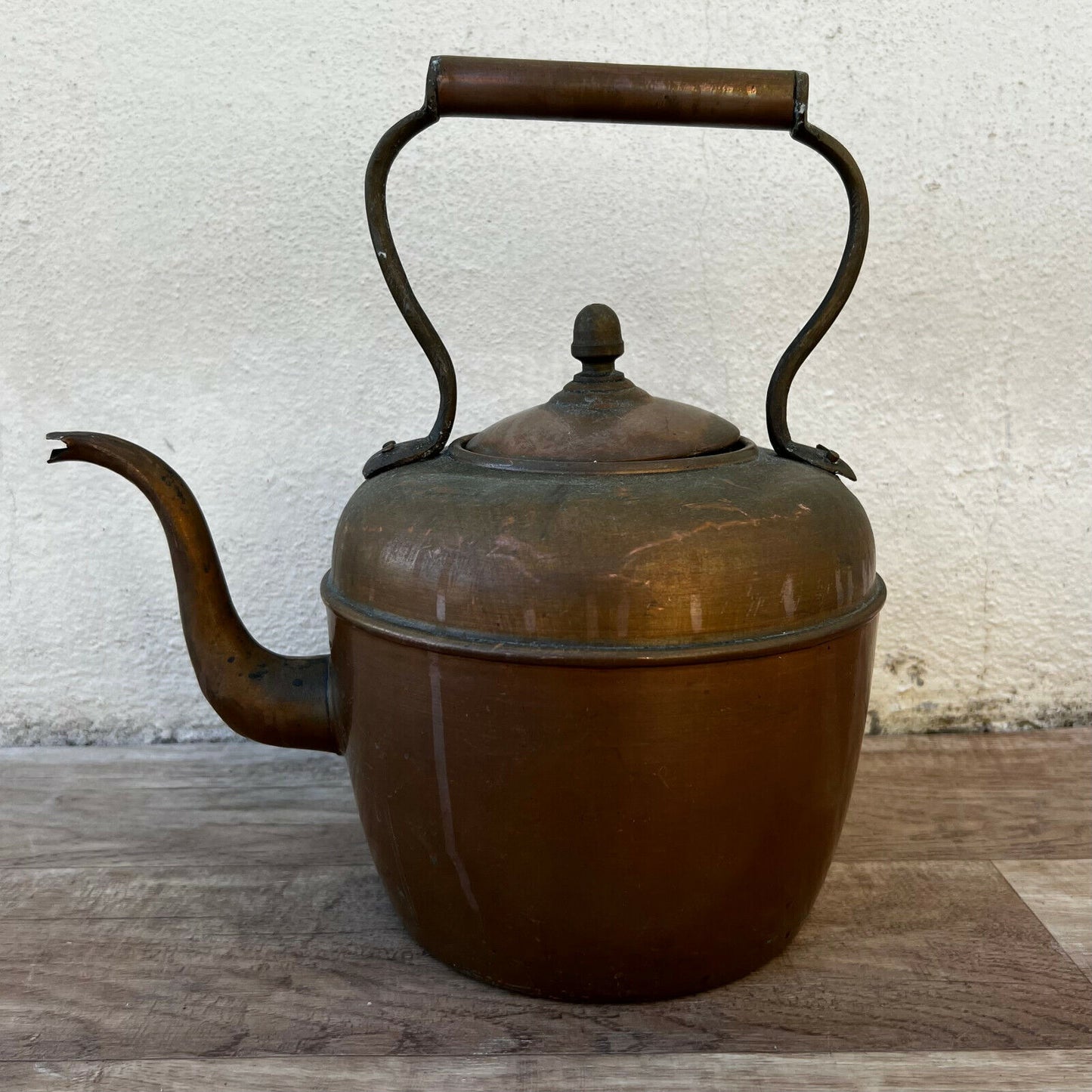 French Heavy Antique Copper Teapot Kettle 09022216 - Fleamarketfrance