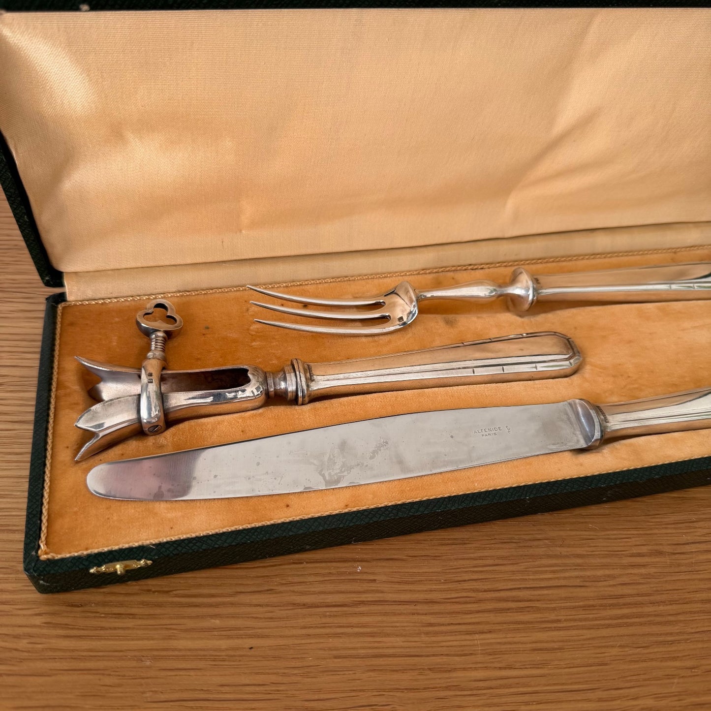 French Carving Set Silver Plated Alfenide 3 Piece Cutlery Case 1803266 Unbranded
