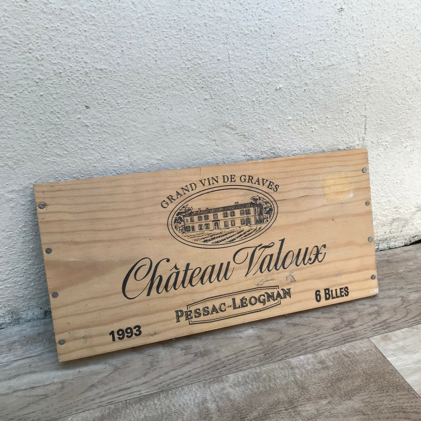 Vintage French Wine Crate Panel Chateau Valoux Bordeaux 1993 08032211 Château Valoux