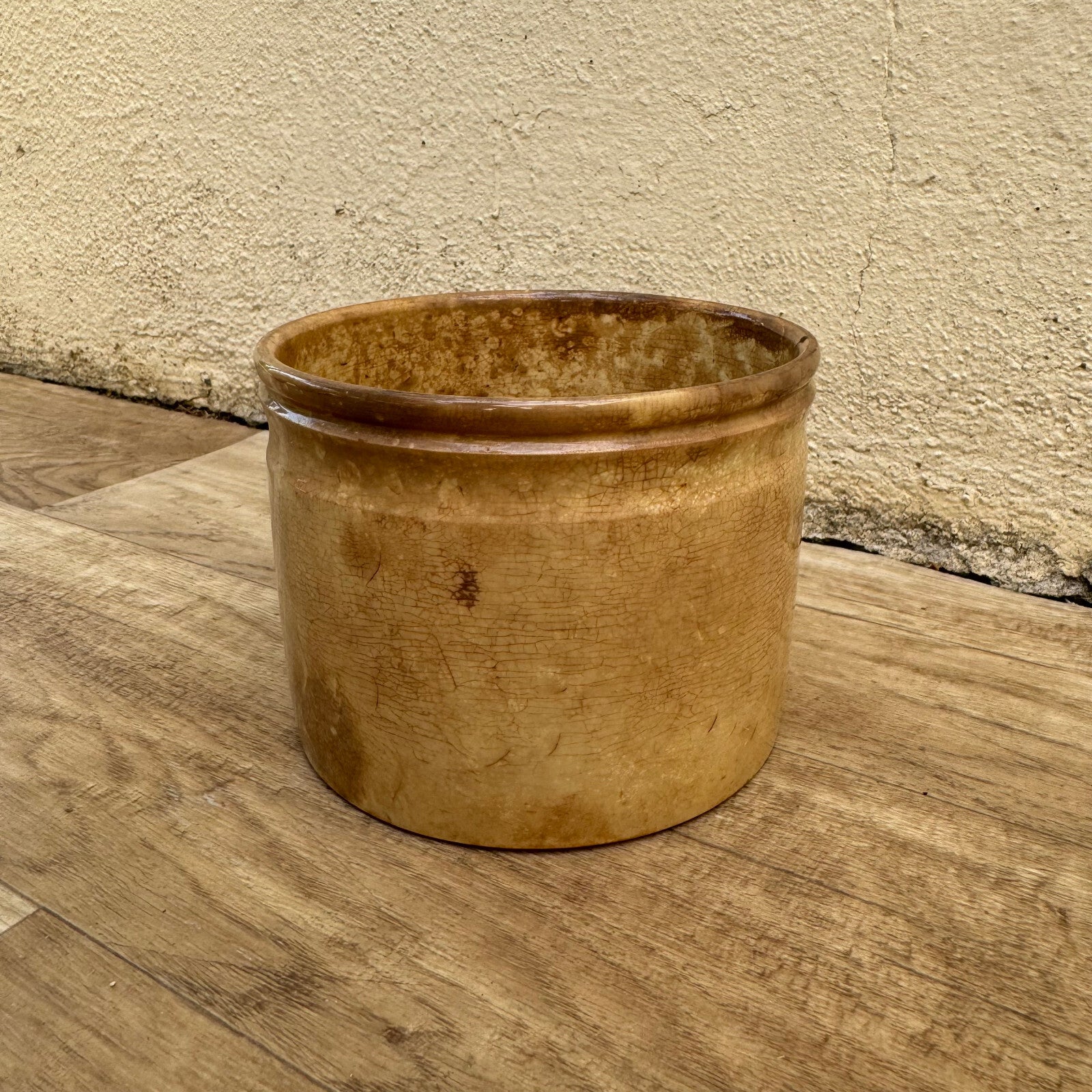 HANDMADE GLAZED YELLOW ANTIQUE FRENCH CONFIT JAM POT 3008241 Unmarked
