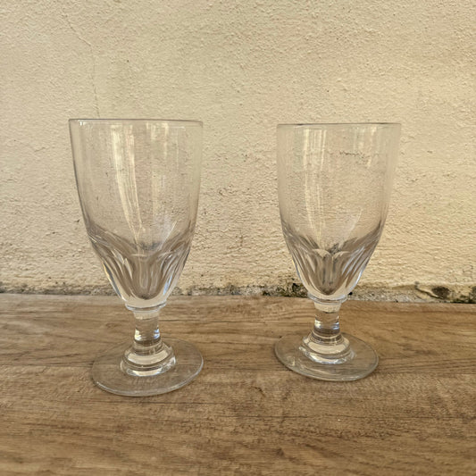 French Absinthe Glasses Vintage Aperitif Cut Crystal Set of 2 31012312 Unbranded