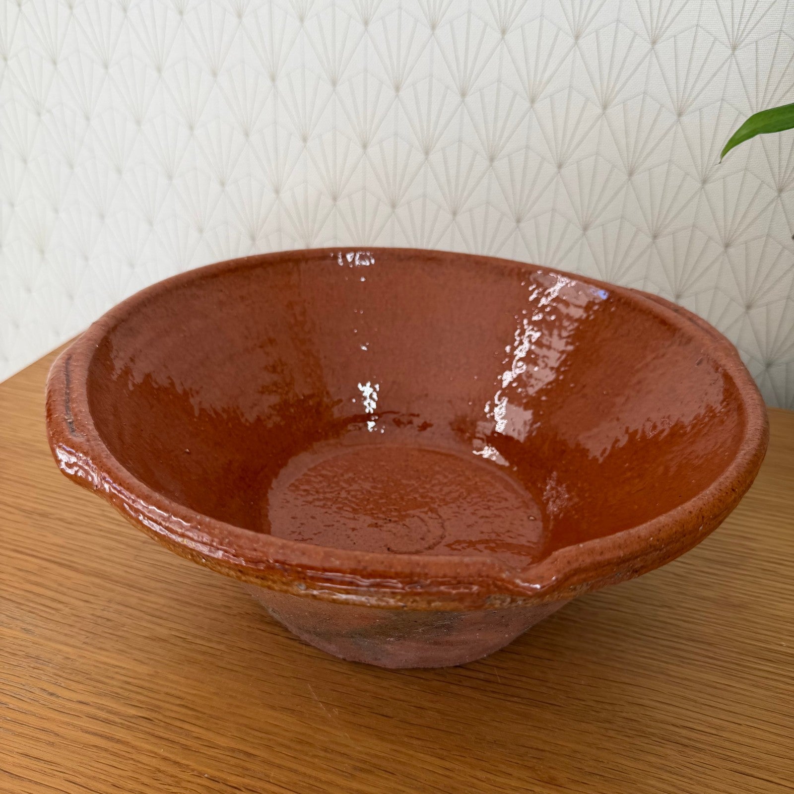 Vintage French Terracotta Bowl Glazed Rustic Pottery Mixing Tian 111259 Fleamarketfrance : French vintage and antique decor