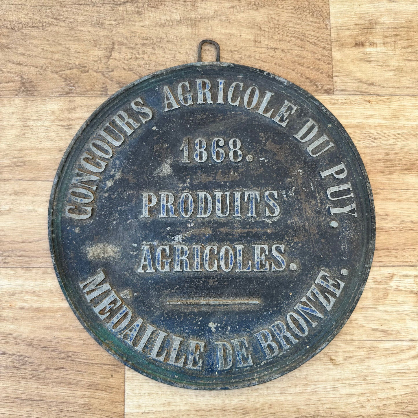 FRENCH VINTAGE AGRICULTURE PLAQUE TROPHY AWARD ANIMALS PRIZE SIGN 1868 19042411 - Fleamarketfrance