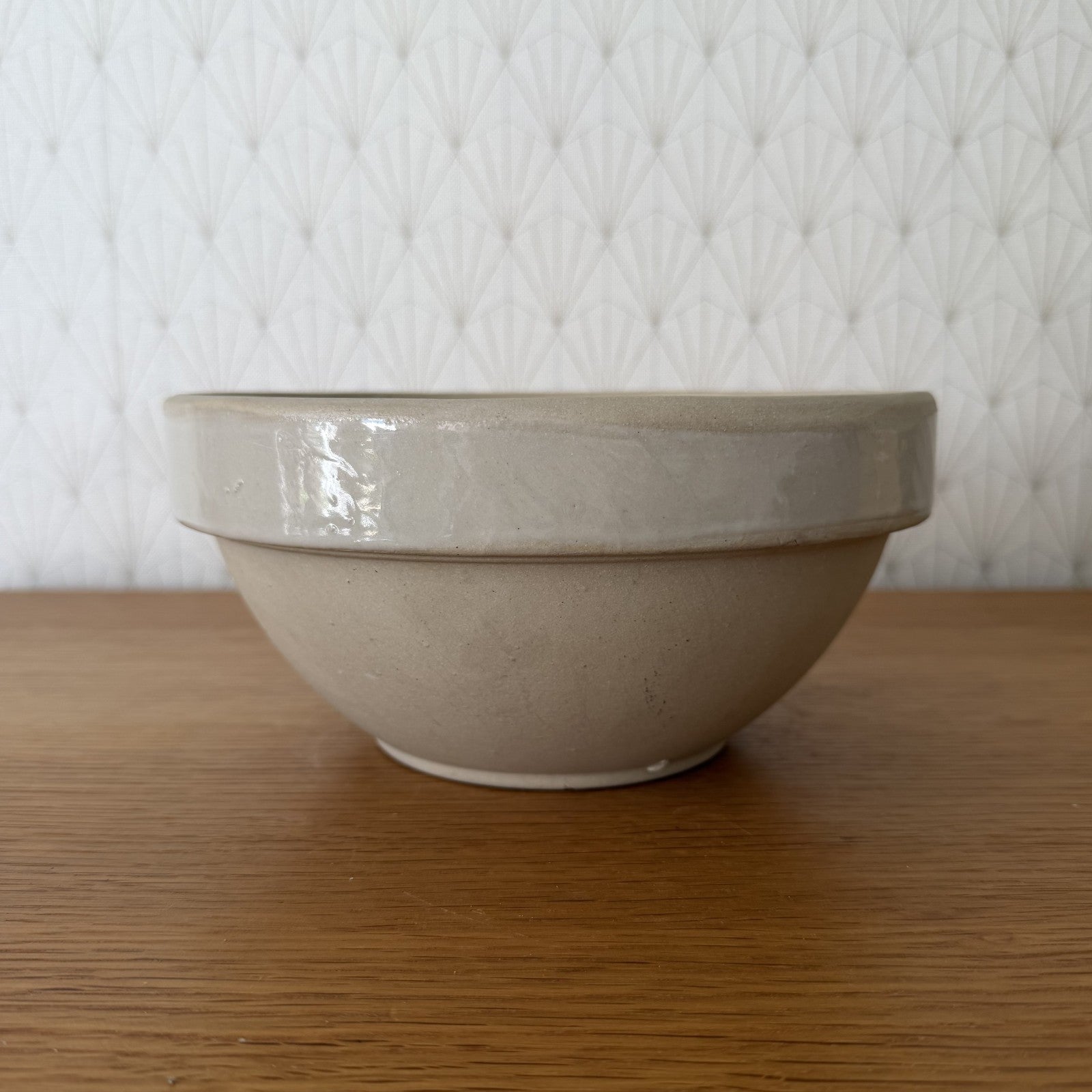 French Digoin Stoneware Mixing Bowl Vintage White Glazed 8.5" 1606268 Digoin