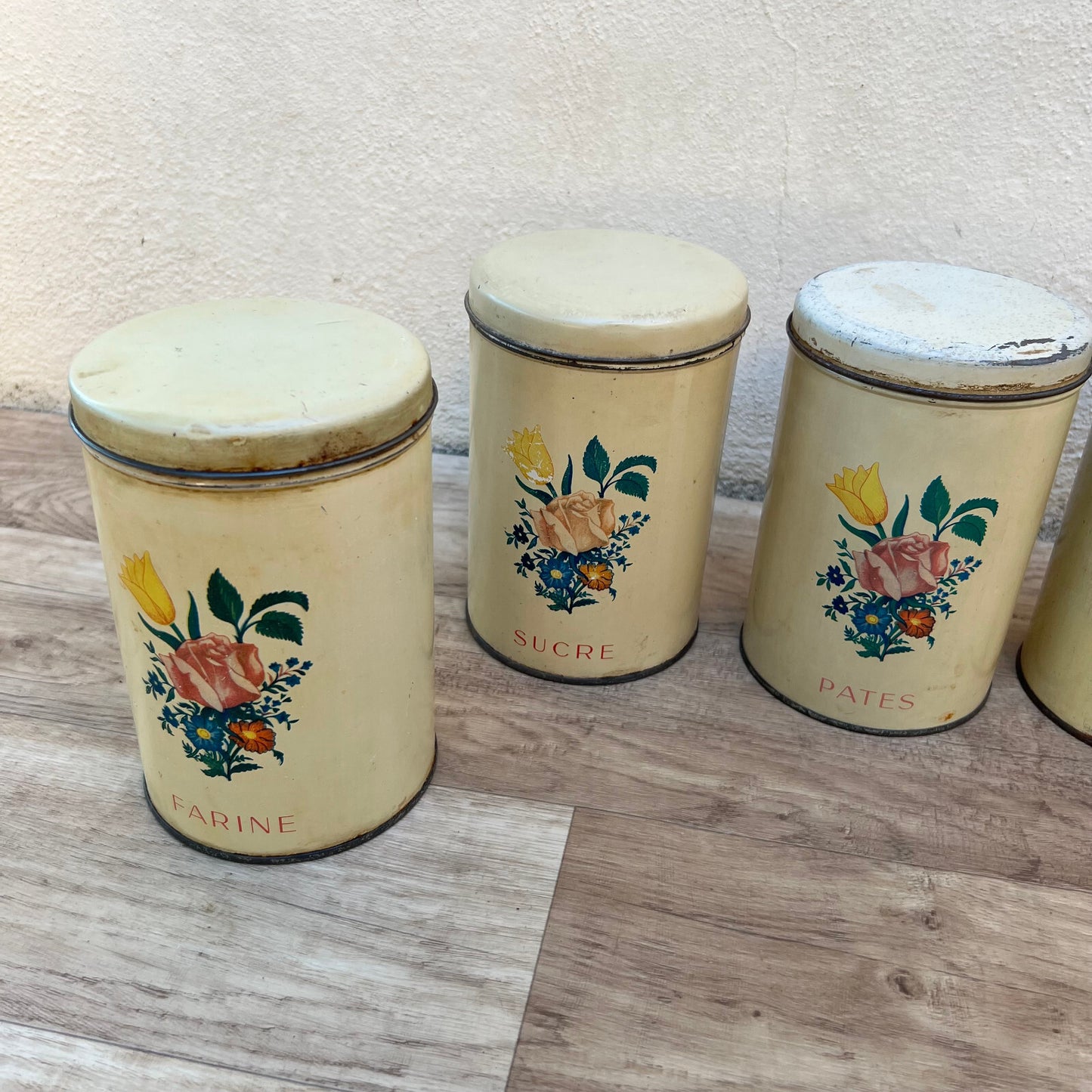 French Vintage Metal Kitchen Canisters Floral Storage Set 5 Pieces 2905241 Unbranded