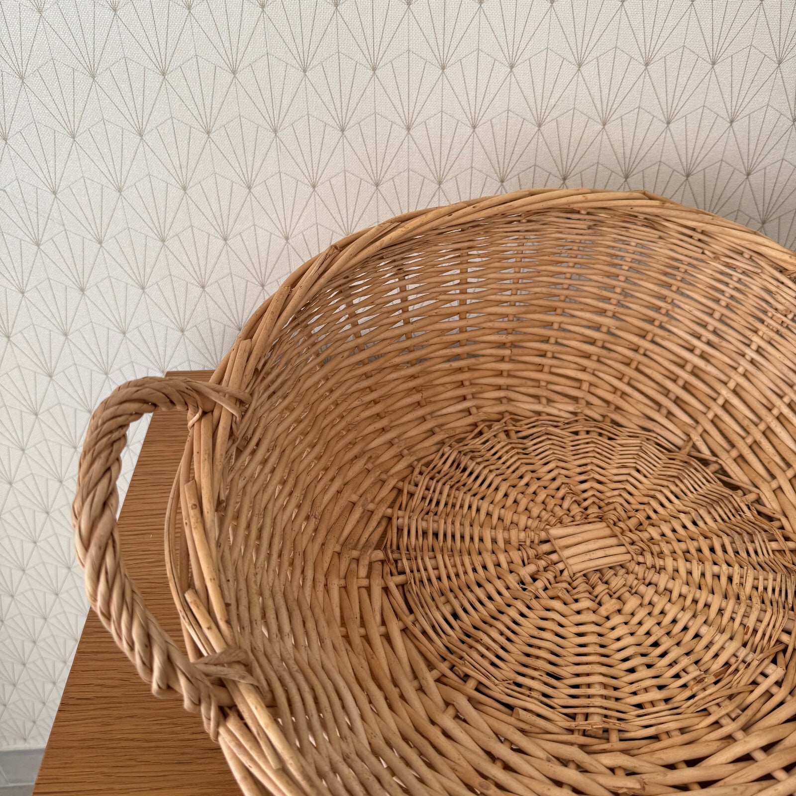 French Wicker Basket Vintage Rattan Oval Bakery Display Handles 1102254 Fleamarketfrance