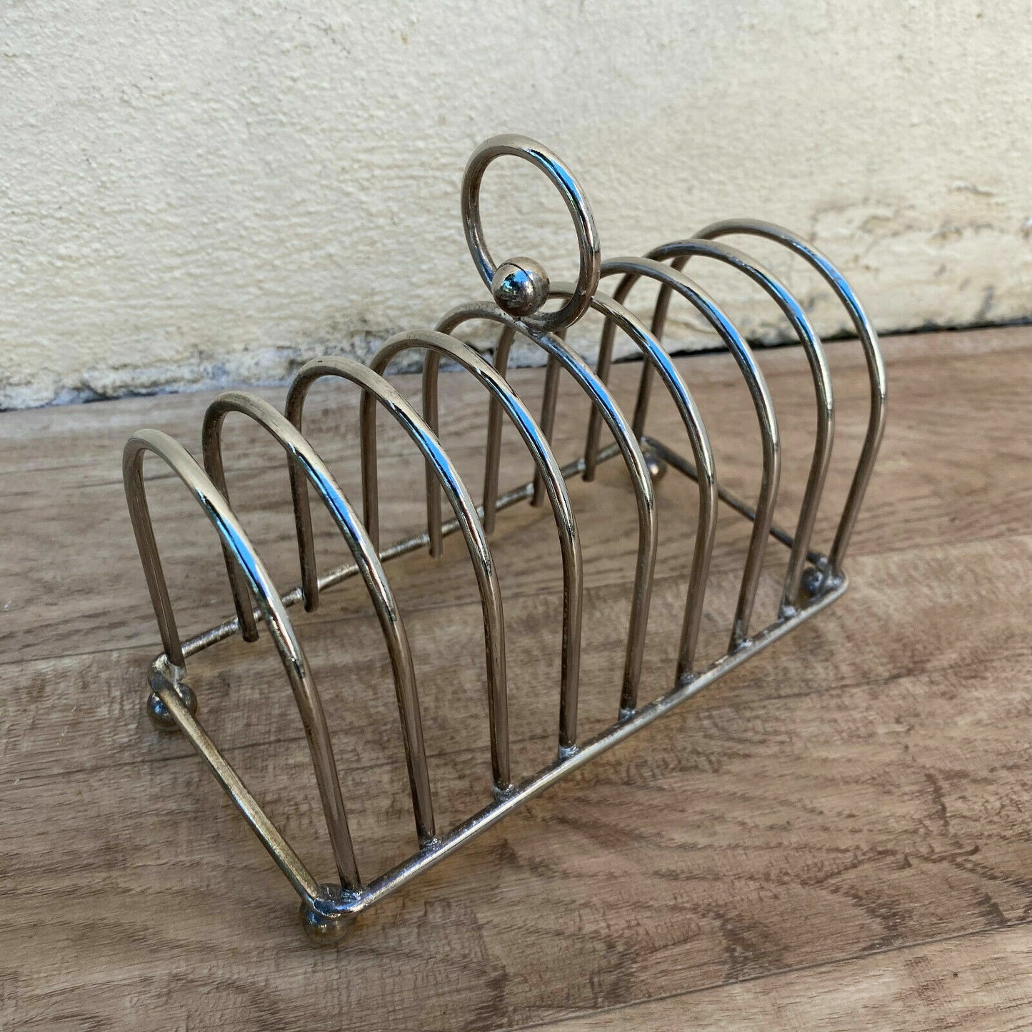 VINTAGE CUTE METAL silver plated toast rack from france 7" 3110215 - Fleamarketfrance