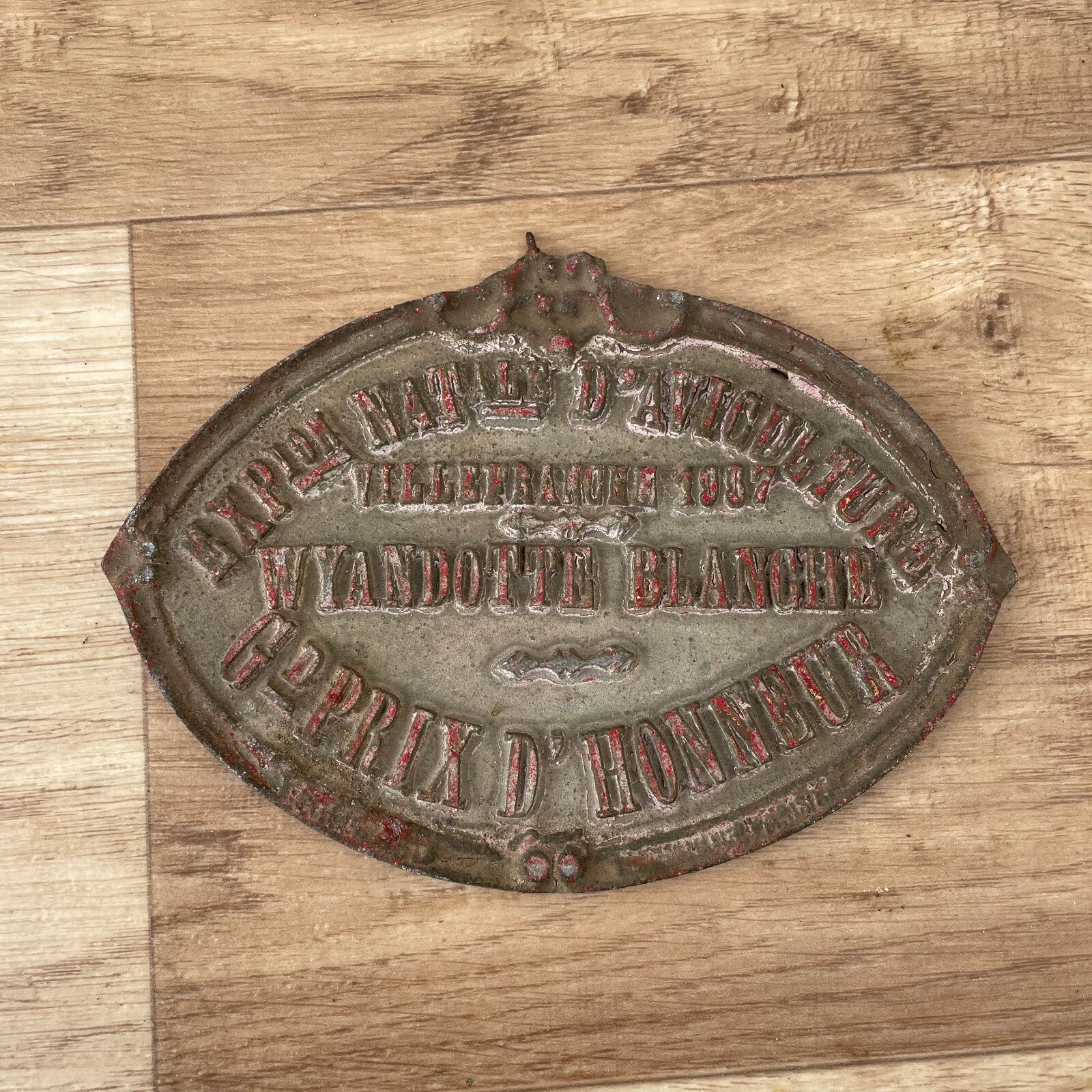 French Agricultural Trophy Plaque Wiandotte Blanche 1967 Award 1103252 Fleamarketfrance