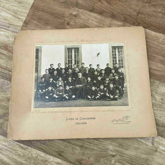 Vintage French School Class Getting Picture Photo Carcassonne 1924 15022123 - Fleamarketfrance