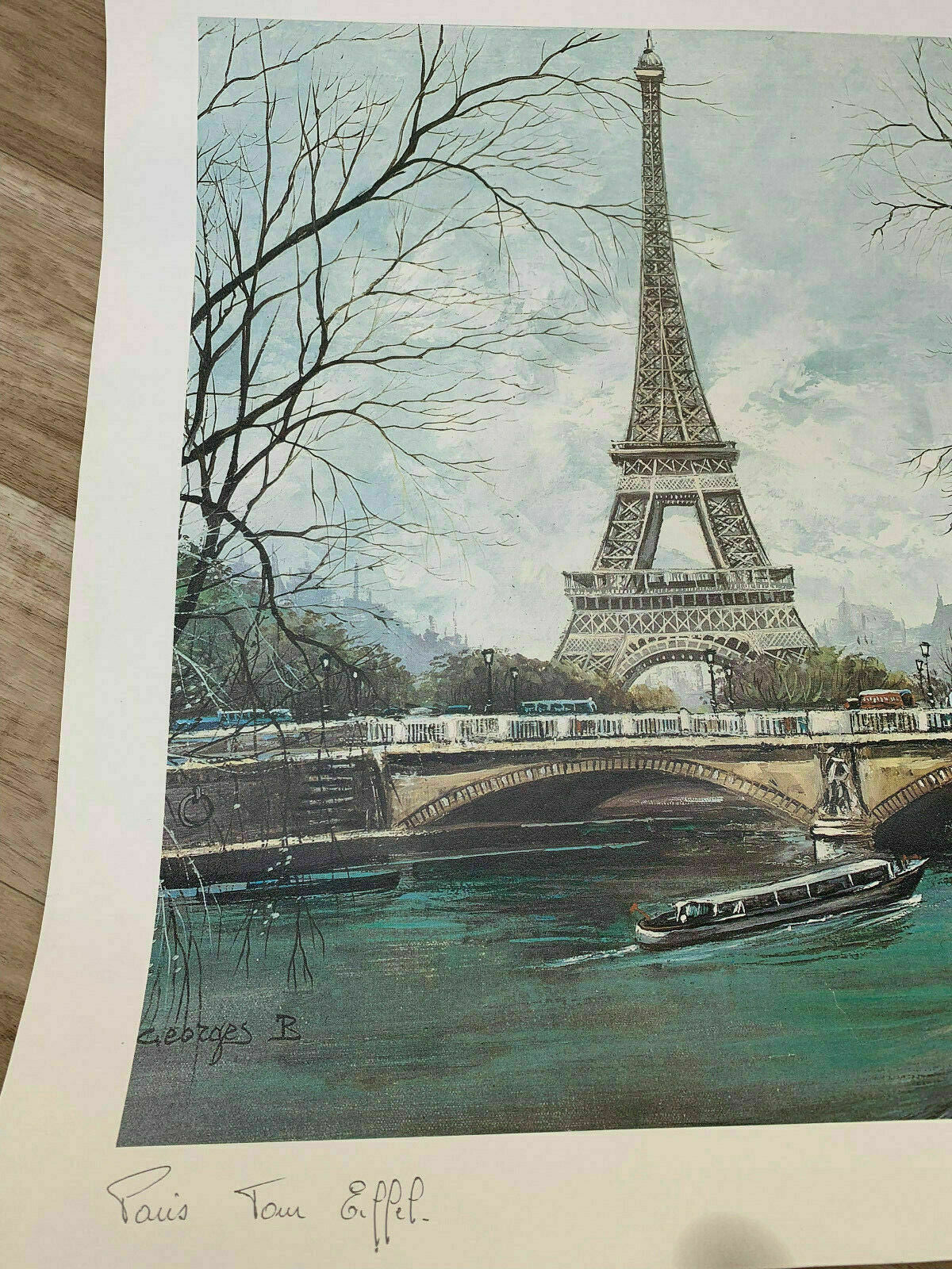 Vintage Paris Poster Eiffel Tower Seine River French Art Print 15071915 Fleamarketfrance