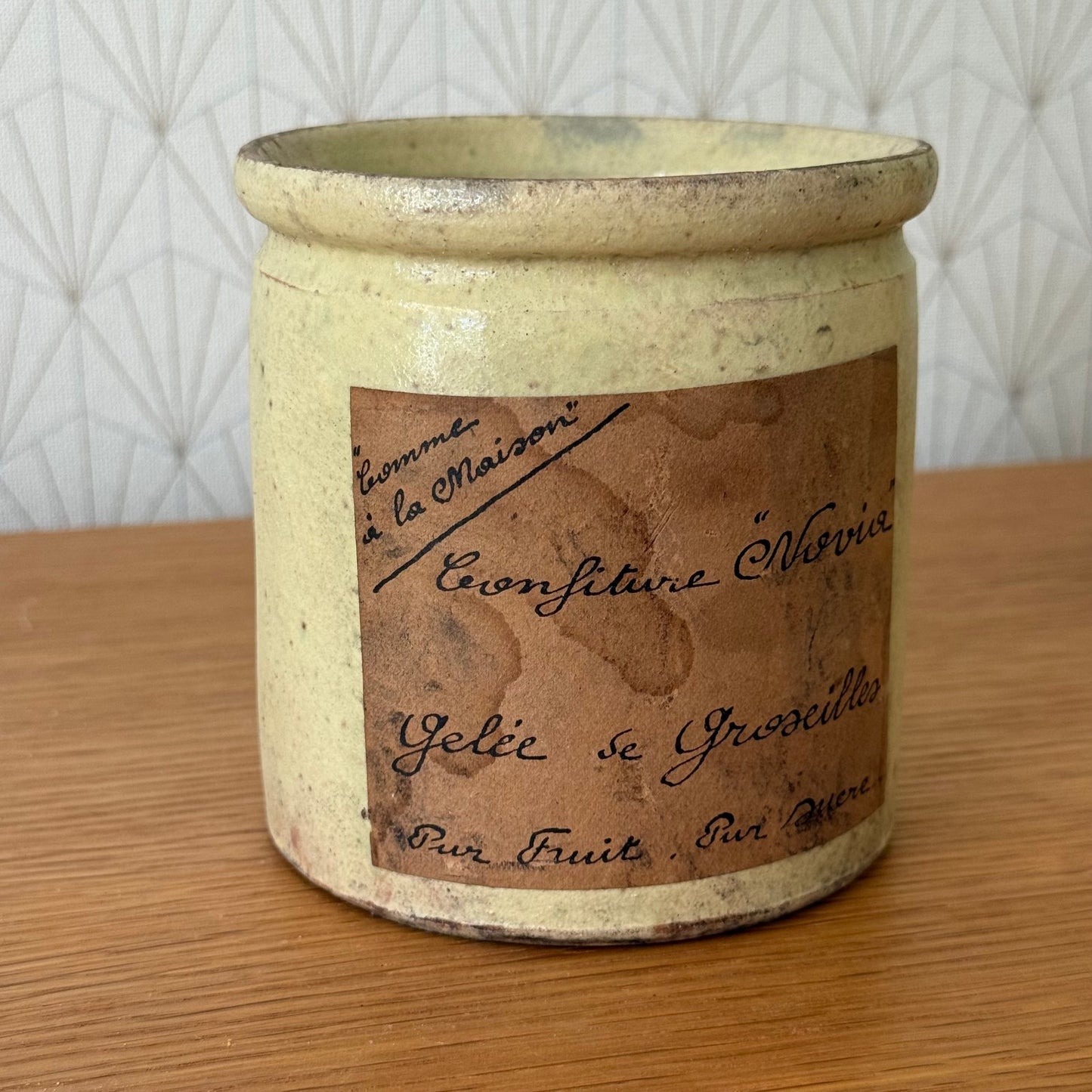 HANDMADE GLAZED YELLOW FRENCH CONFIT JAM POT SMALL STONEWARE 23072516