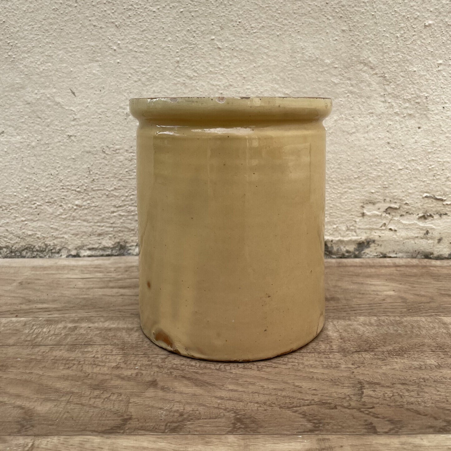 Handmade Glazed Yellow Antique French Confit Jam Pot Terracotta 1903252