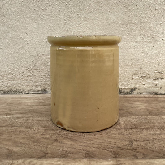 Handmade Glazed Yellow Antique French Confit Jam Pot Terracotta 1903252