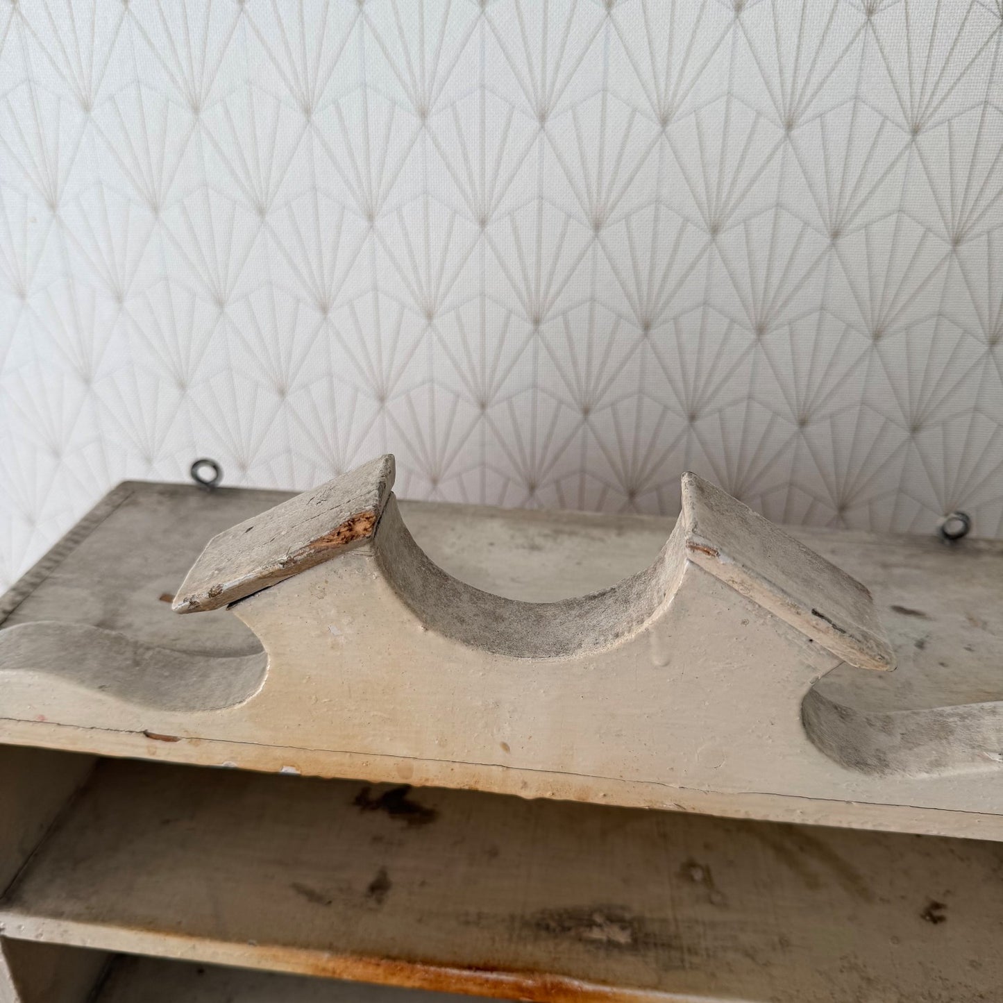 French Antique Wall Shelf Wooden Crown Pediment 3 Tiers Vintage 1908261 Wooden