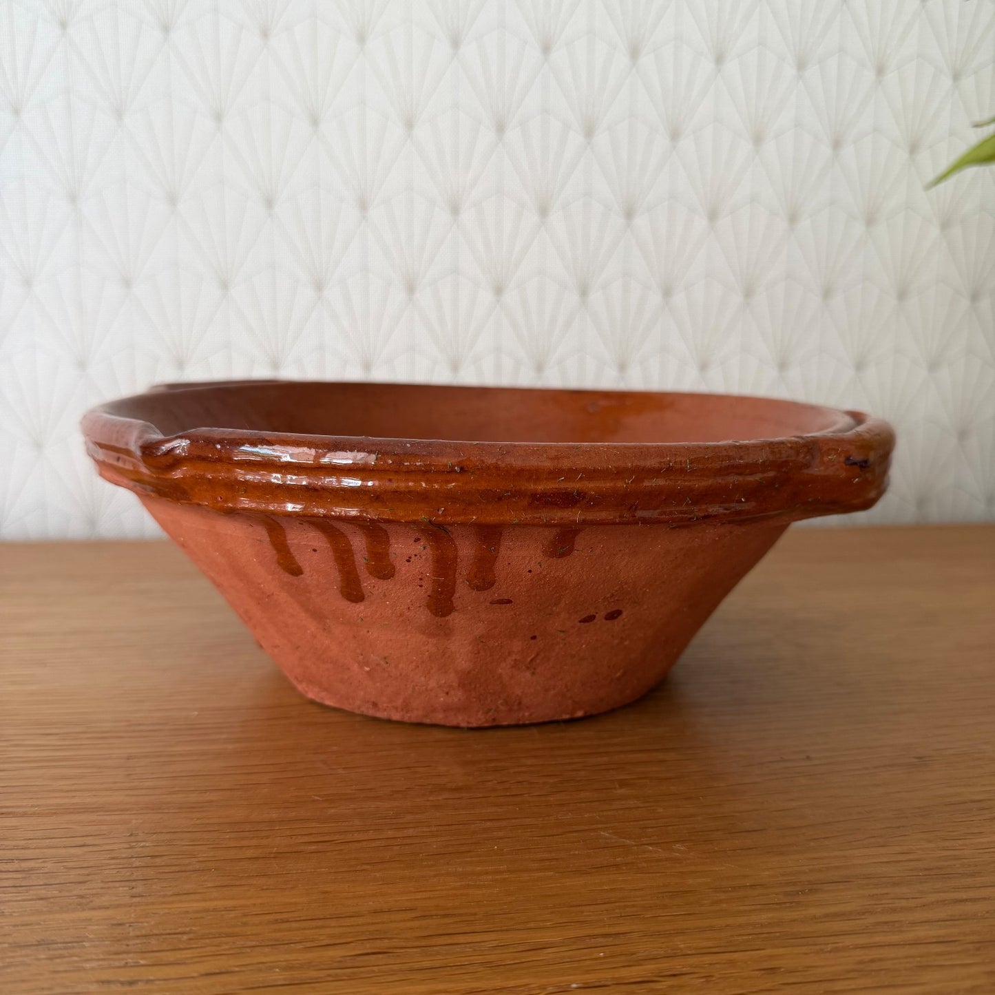 Vintage French Terracotta Bowl Glazed Rustic Pottery Mixing Tian 2505264 Fleamarketfrance