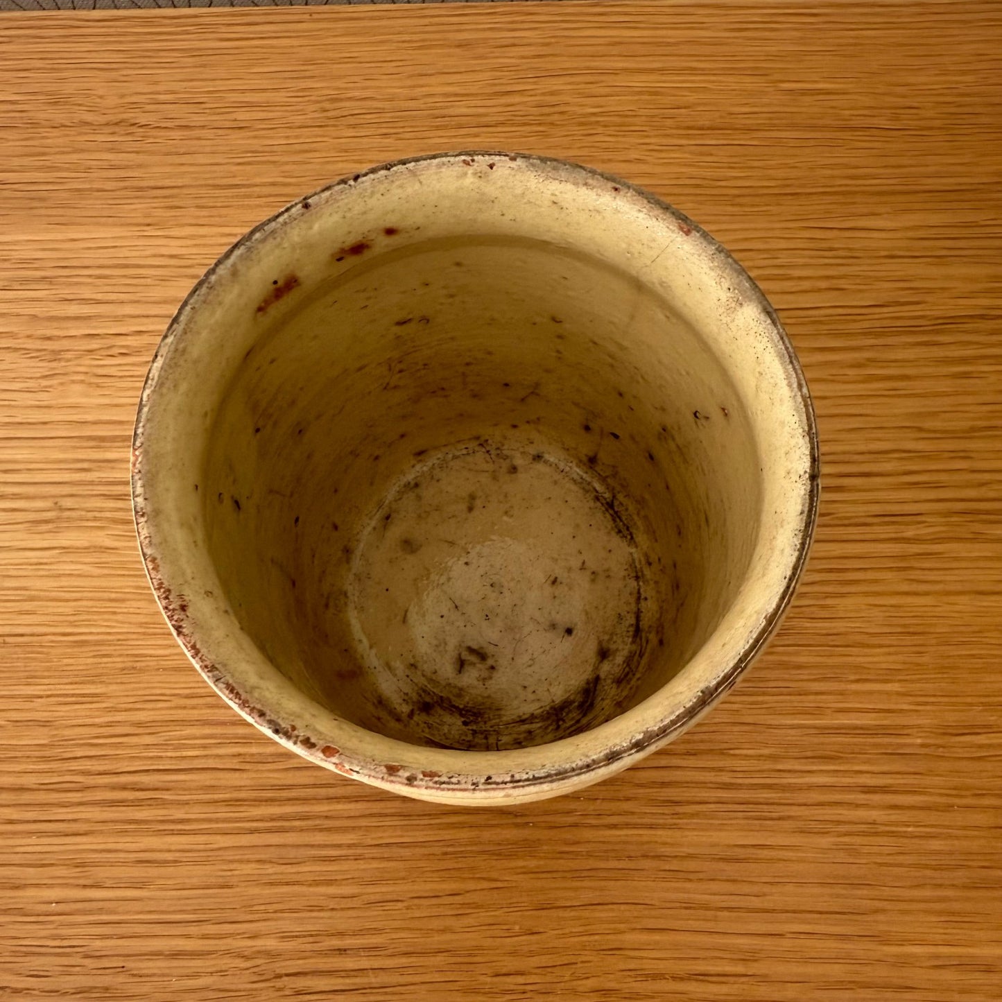 HANDMADE GLAZED YELLOW ANTIQUE FRENCH CONFIT JAM POT SMALL TERRACOTTA 0809253