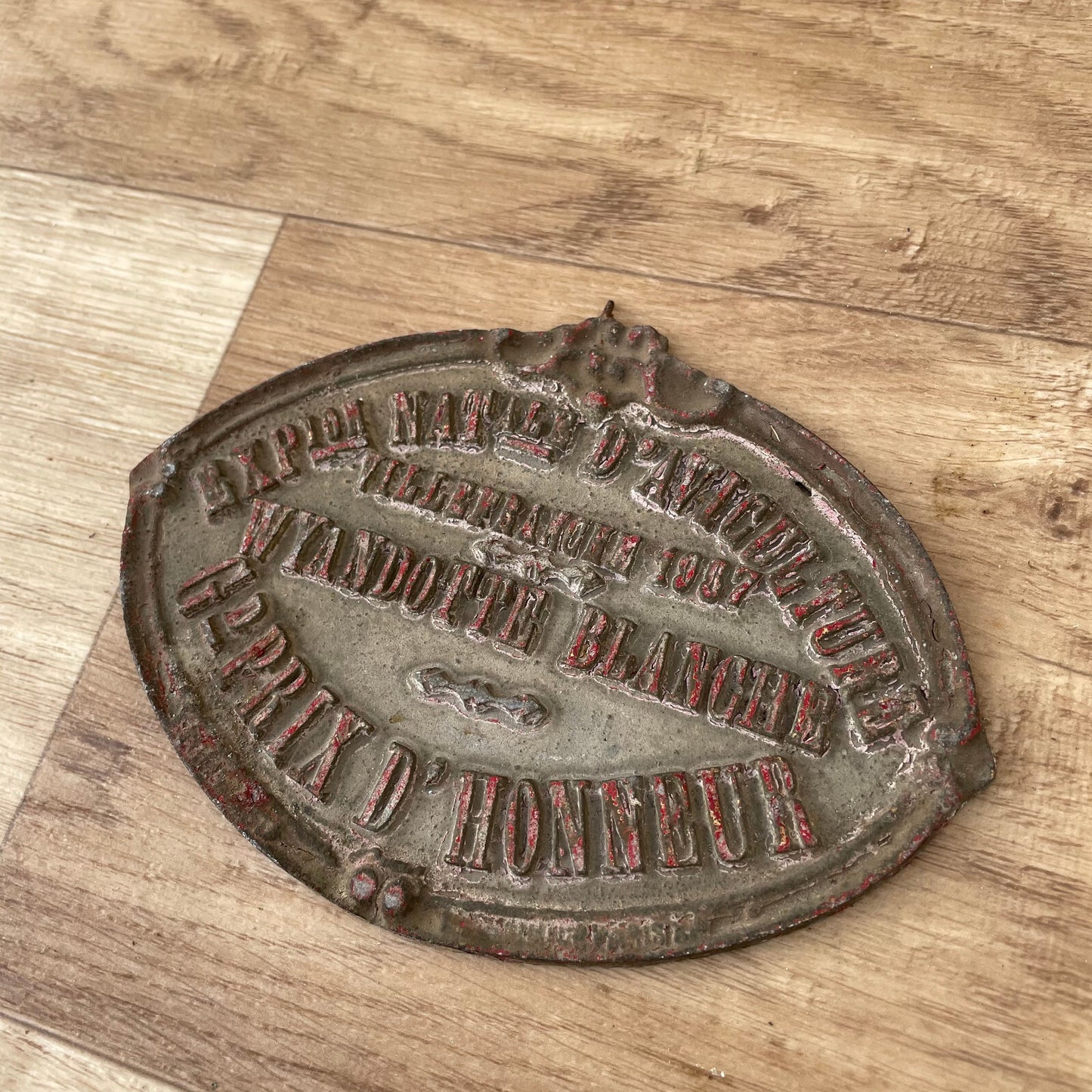 French Agricultural Trophy Plaque Wiandotte Blanche 1967 Award 1103252 Fleamarketfrance