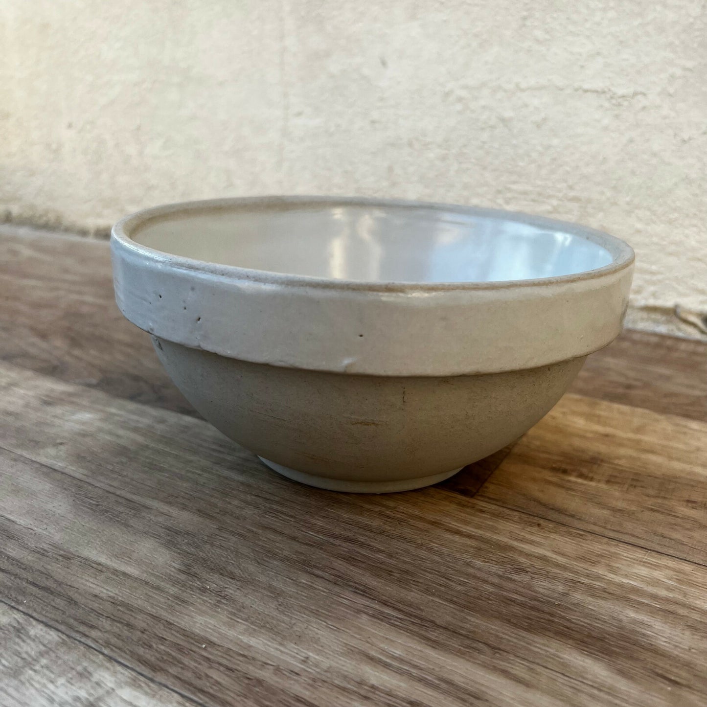 French Stoneware Mixing Bowl Vintage Cream Glazed Kitchen 7.25" 2901222 Unbranded