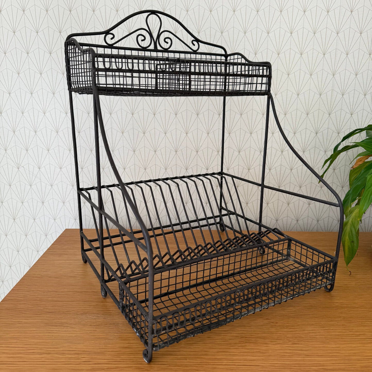 Vintage French Metal Wire Dish Drying Rack Drainer 0301254 - Fleamarketfrance