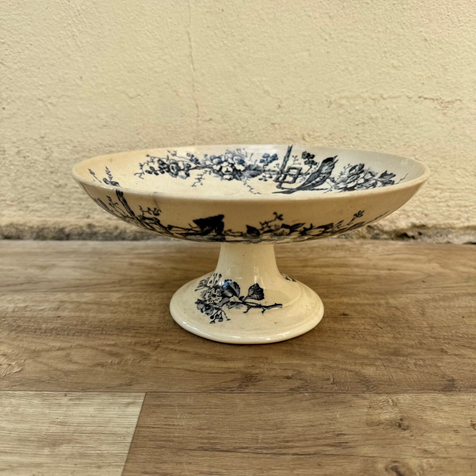 French transferware compote pedestal fruit bowl E. Bourgeois Paris 1712251 Fleamarketfrance