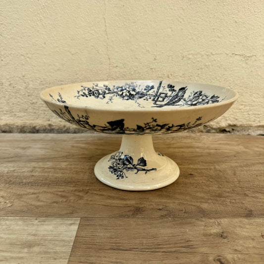French transferware compote pedestal fruit bowl E. Bourgeois Paris 1712251 Fleamarketfrance