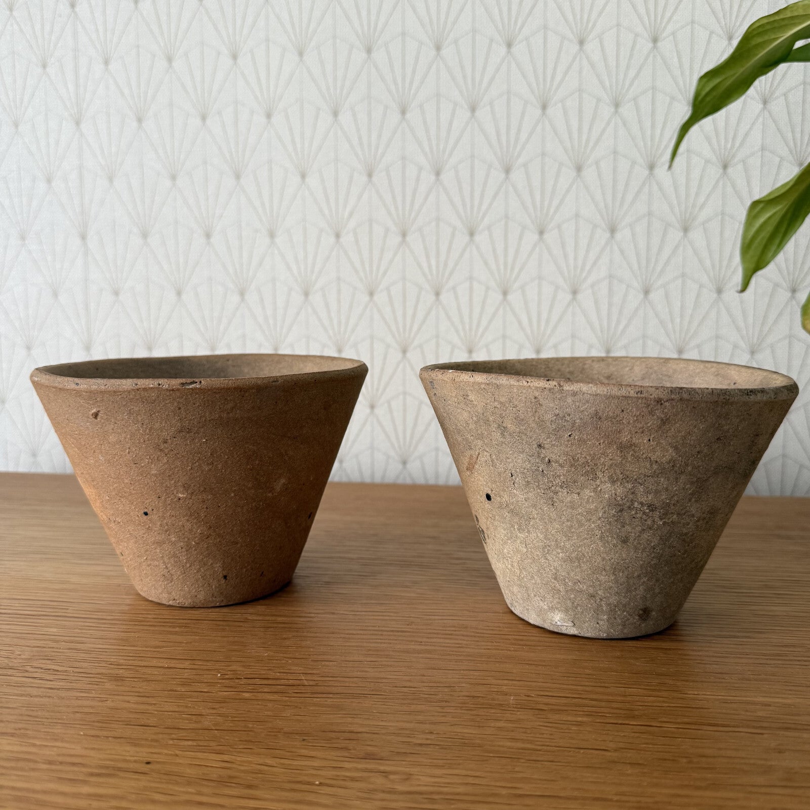 French Terracotta Planters Vintage Stoneware Pots Set of 2 1940s 2302251 Fleamarketfrance