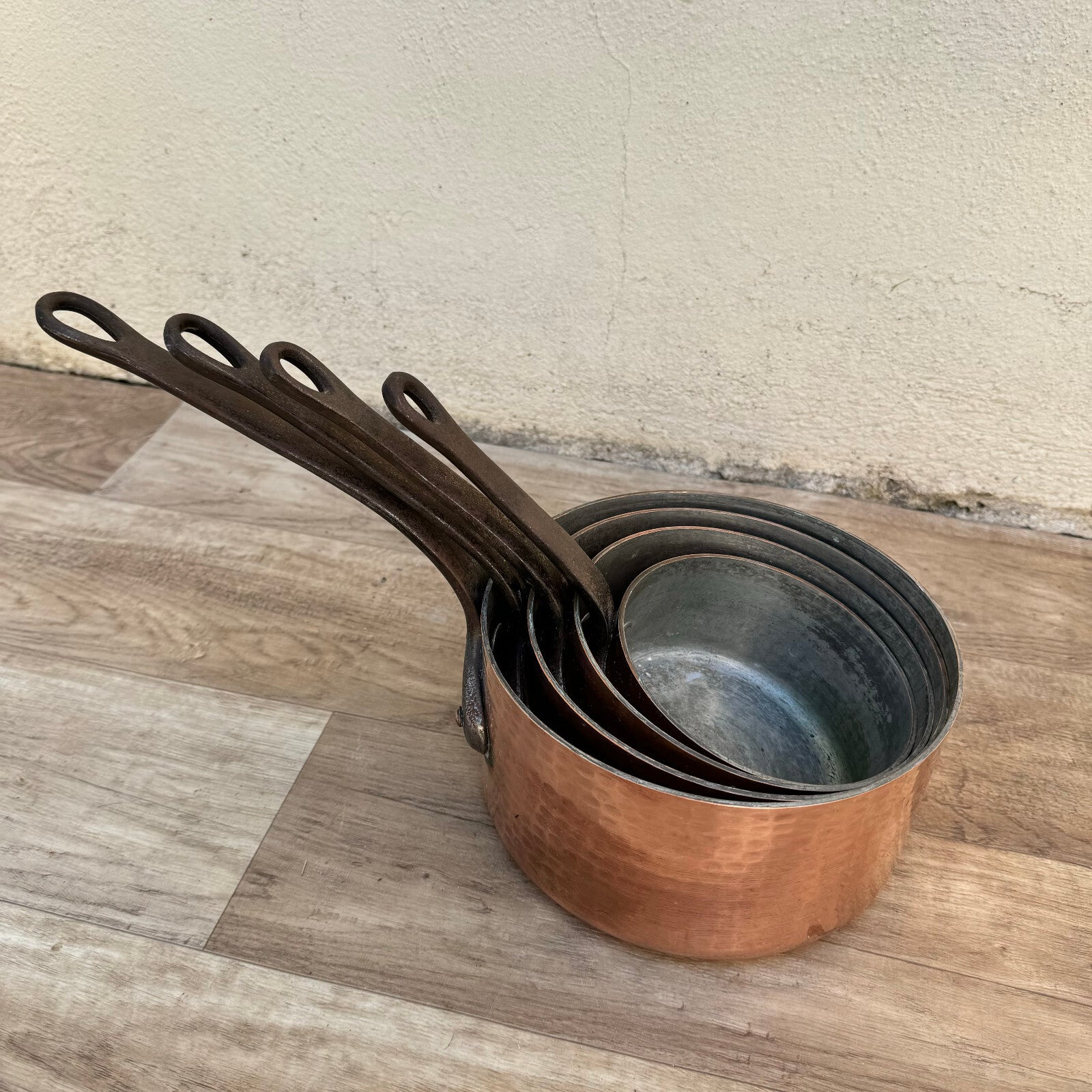 French Copper Saucepans Set Vergnes Durfort Vintage Cookware France 1206248 Unbranded