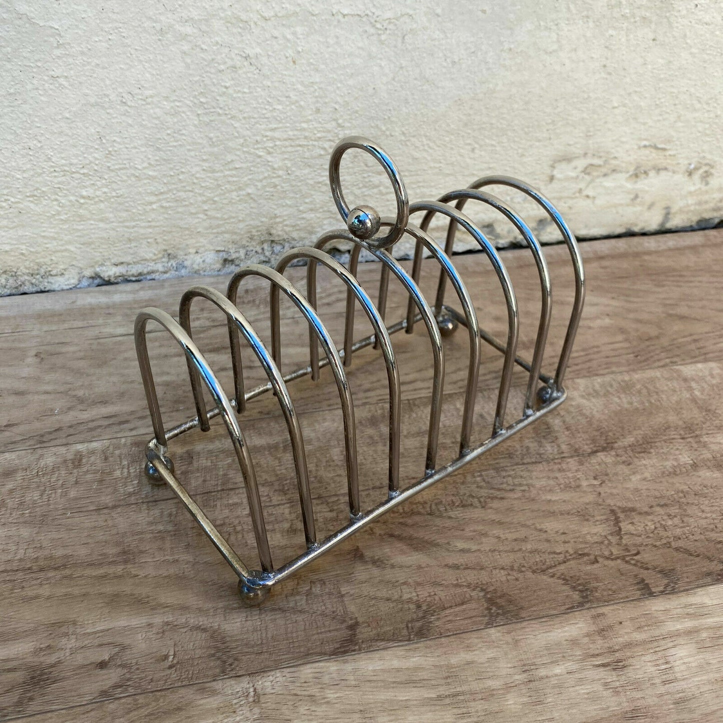 VINTAGE CUTE METAL silver plated toast rack from france 7" 3110215 - Fleamarketfrance