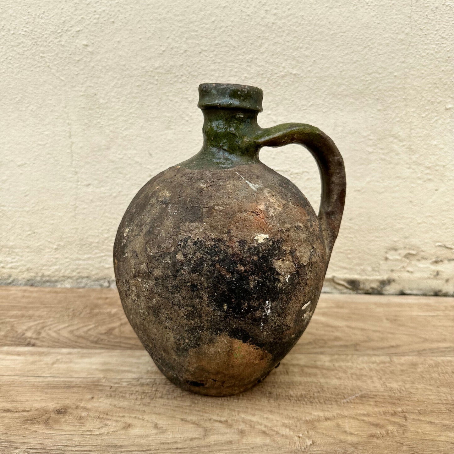 French vintage terracotta potery pitcher from France 04052319 - Fleamarketfrance