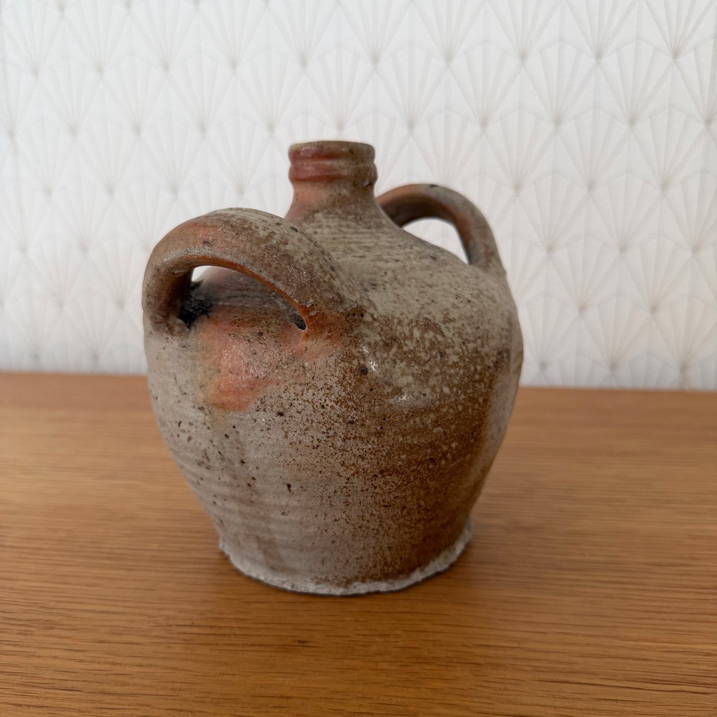 Antique French Stoneware Jug Handmade Earthenware Pitcher Pottery 04092619