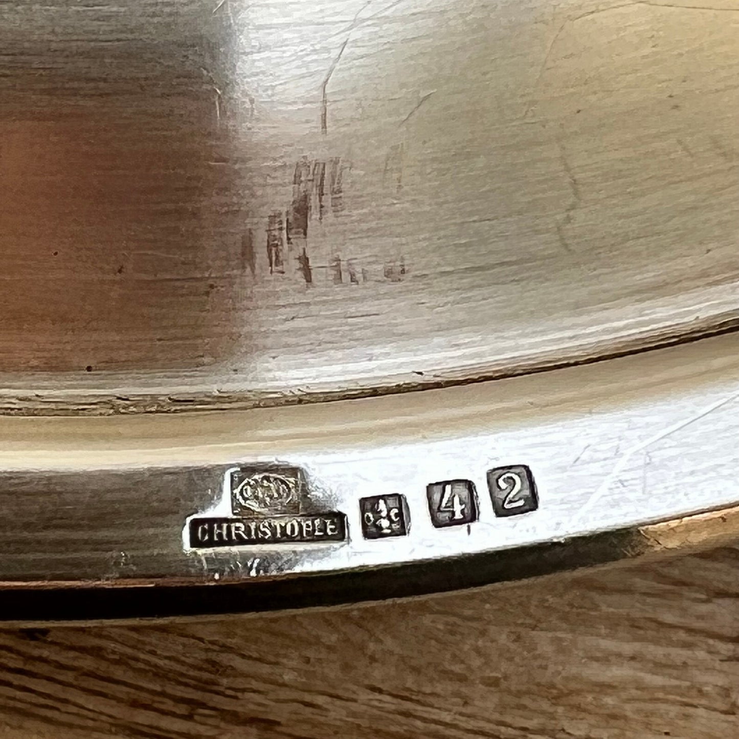 Vintage French Christofle Silver Plate Round Serving Tray 11.75" 07122211 Christofle
