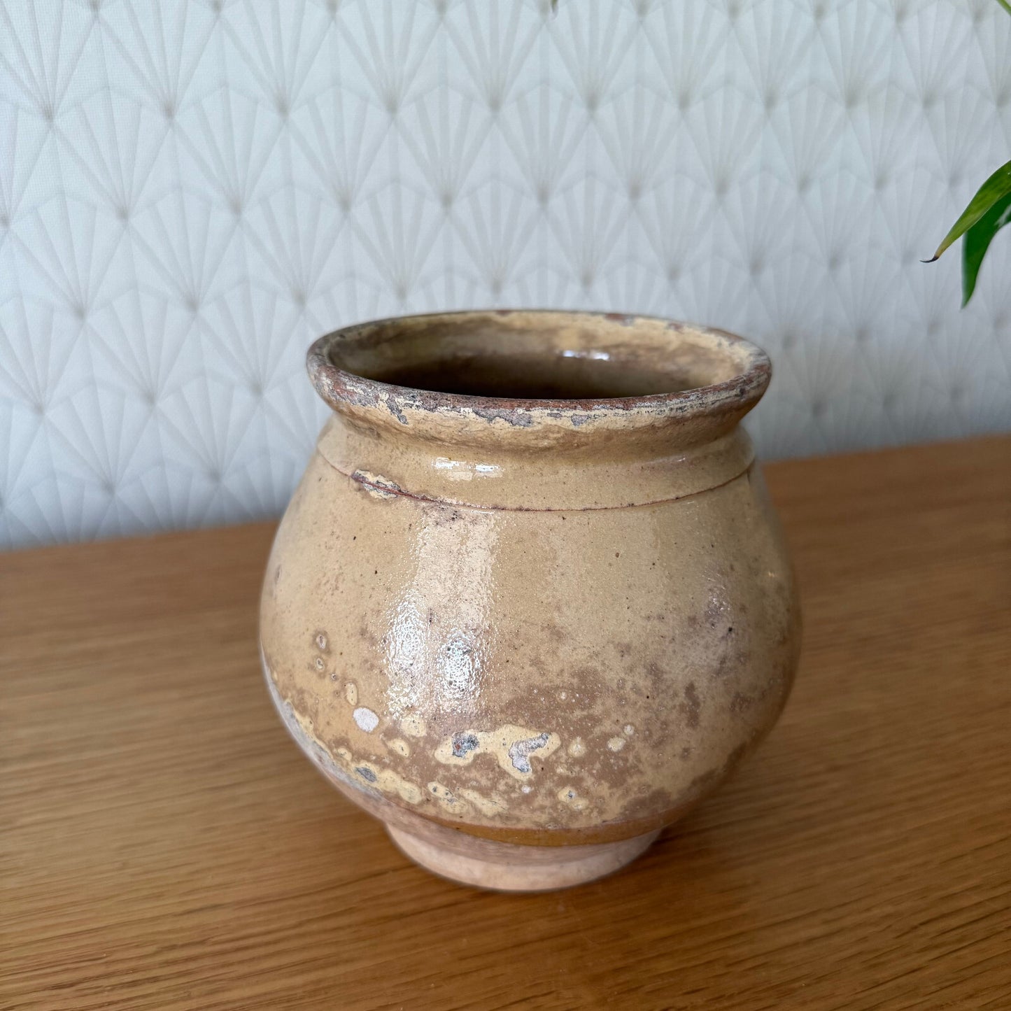 HANDMADE GLAZED BROWN YELLOW ANTIQUE FRENCH HONEY POT 2904257