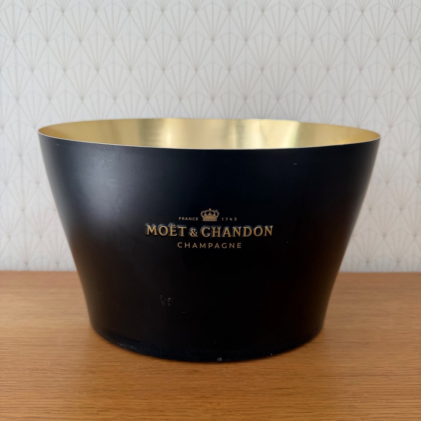 French Champagne Ice Bucket Black Metal Wine Cooler Moet chandon 04092615