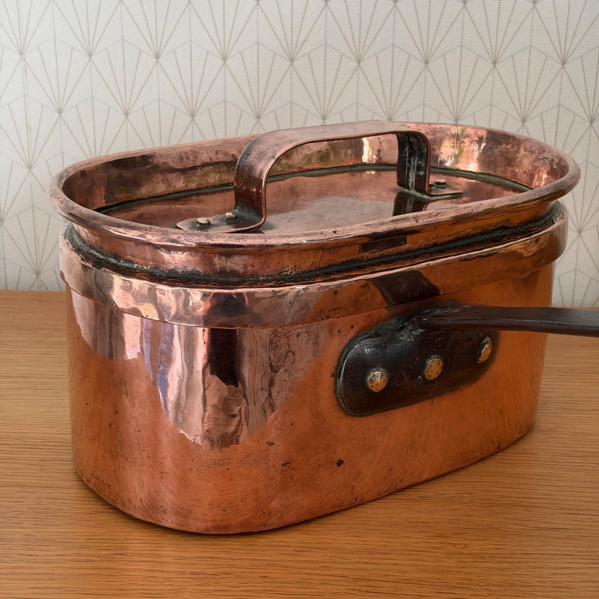 French Antique Copper Dovetailed Braising Pan with Lid 19c 2909267