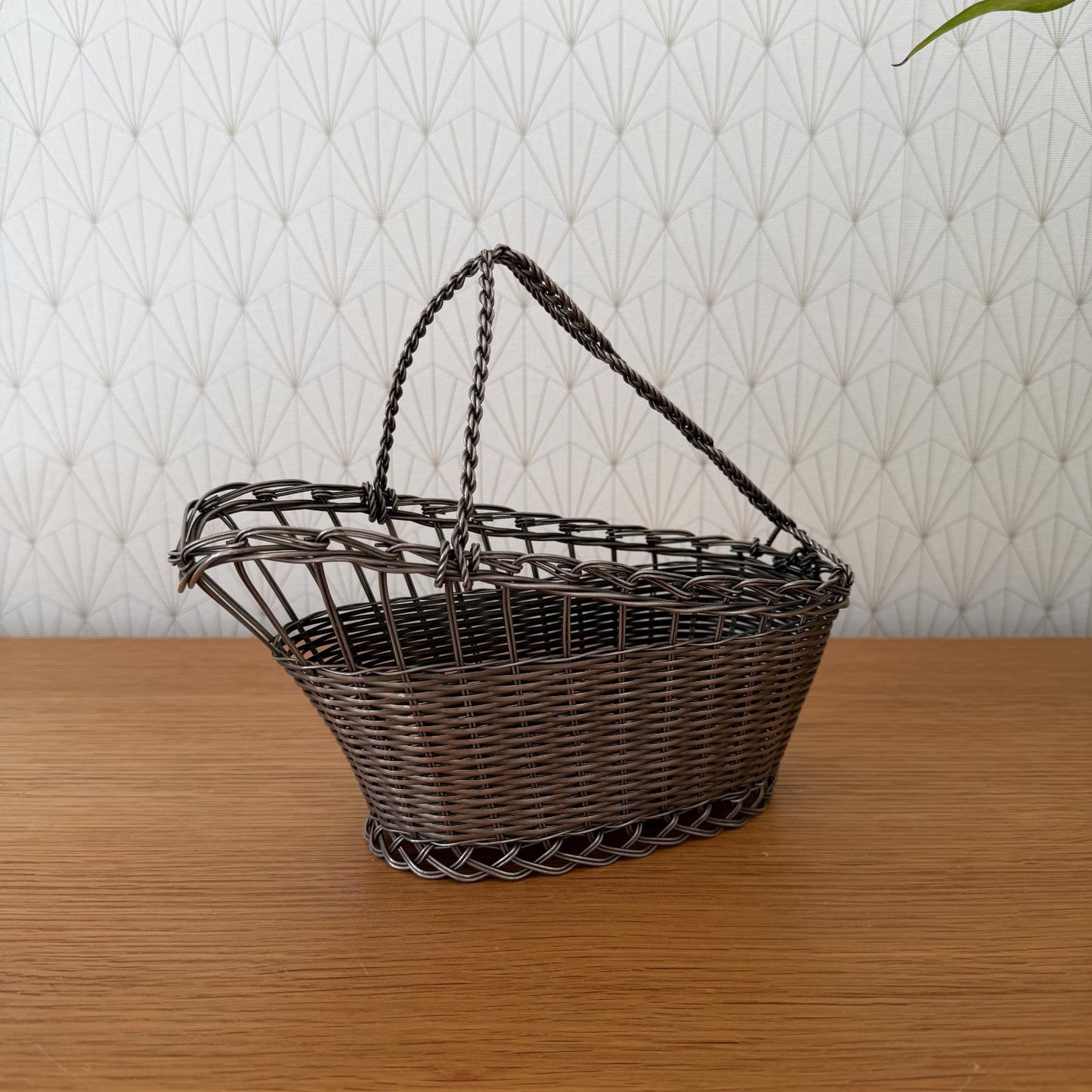 French Silver Plated Basket Wine Bottle Holder Serving Tray Vintage 1302263 Handmade