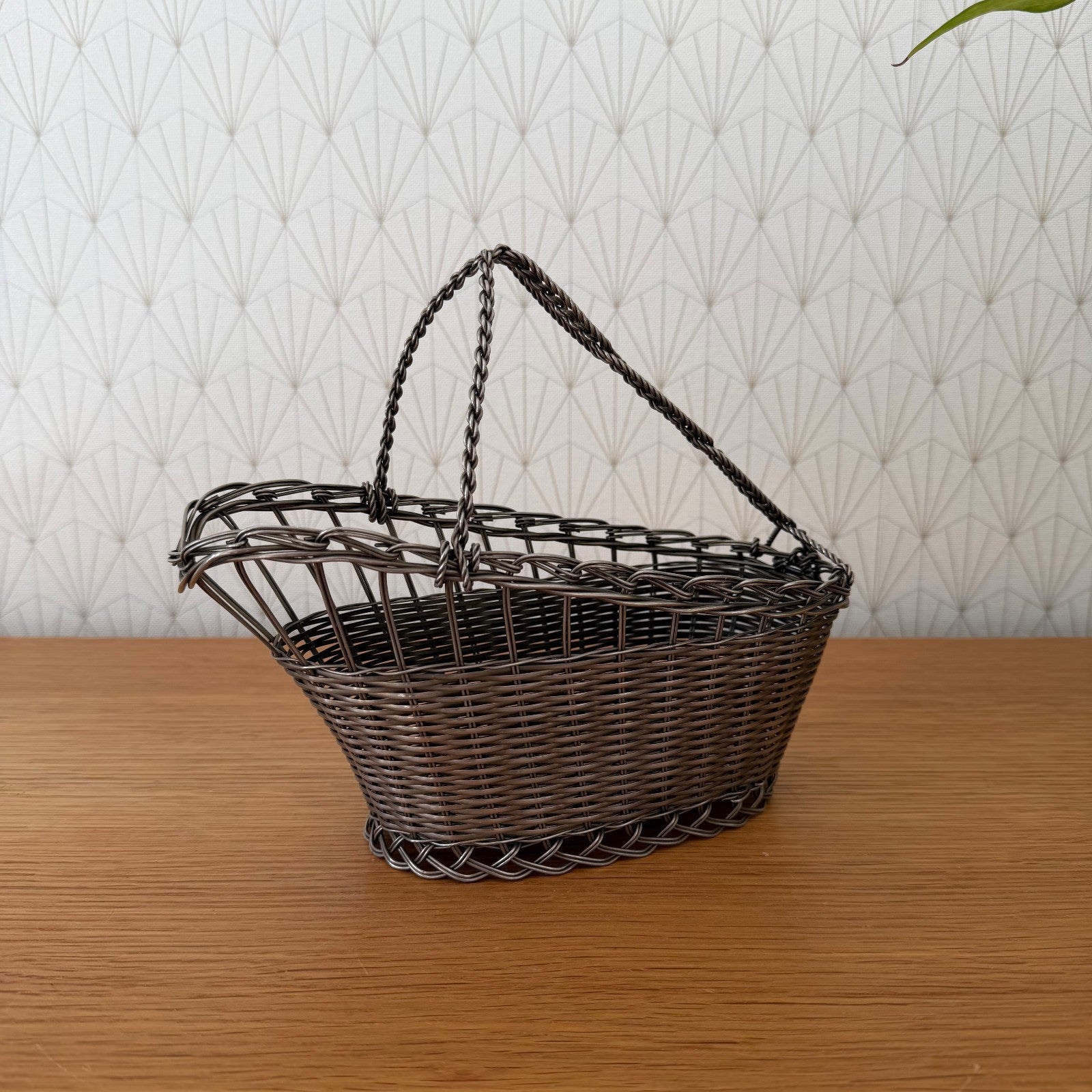French Silver Plated Basket Wine Bottle Holder Serving Tray Vintage 1302263 Handmade
