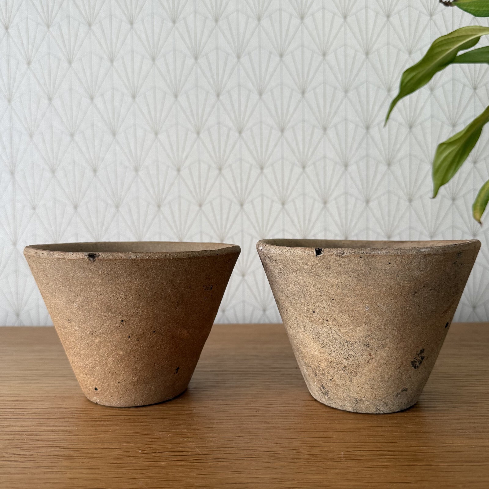 French Terracotta Planters Vintage Stoneware Pots Set of 2 1940s 2302251 Fleamarketfrance