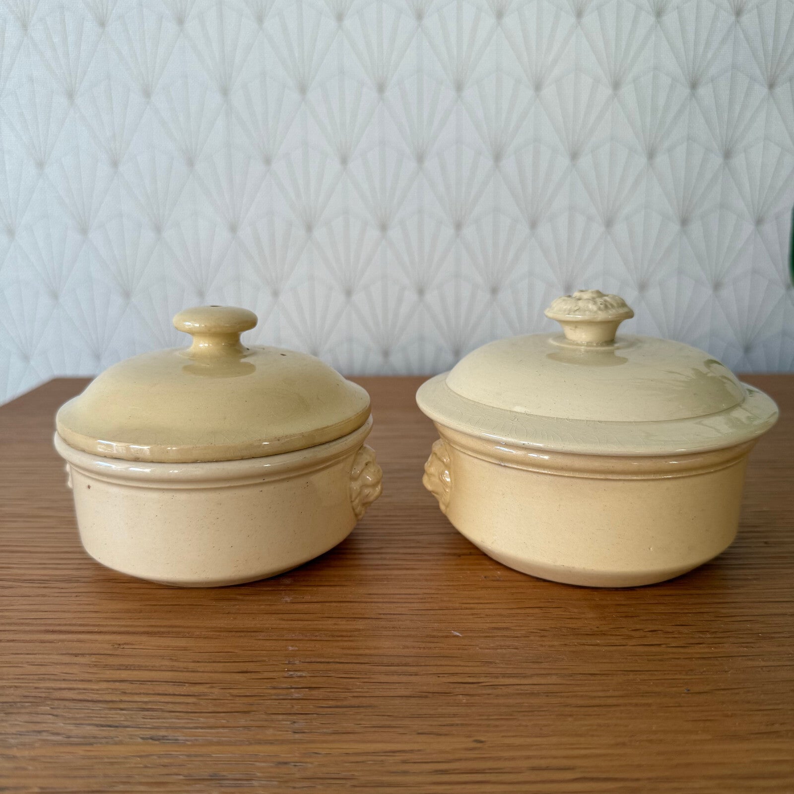French Sarreguemines Terrine Pots Vintage Ceramic Foie Gras Set 01122410 Sarreguemines