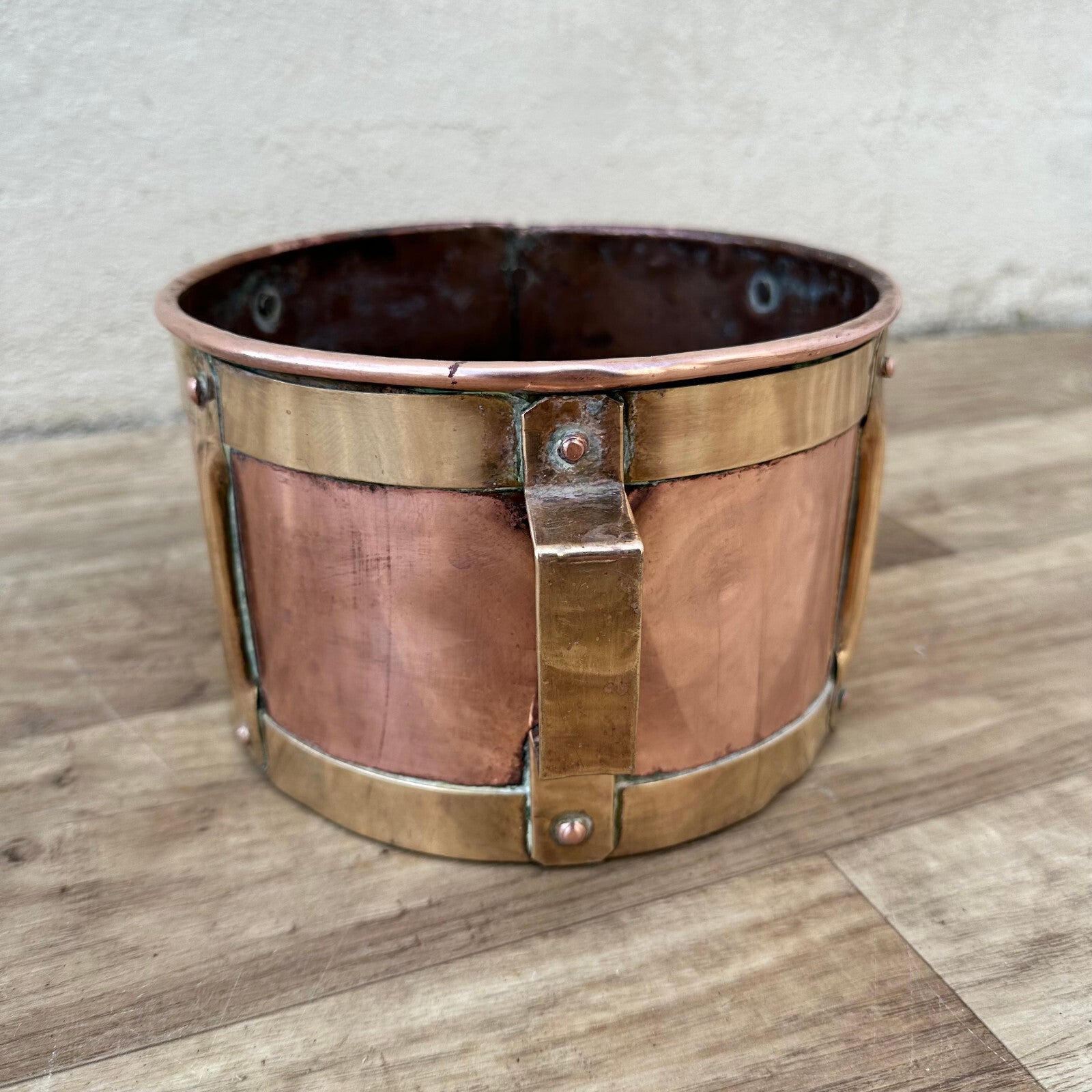 Vintage Copper Pot French Brass Handles 1920s Kitchen Vessel 0712231 Fleamarketfrance