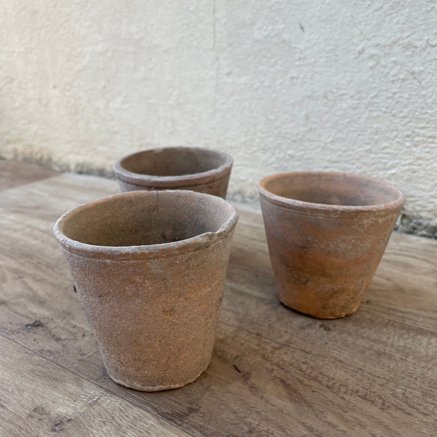 Vintage French Lot of 3 Terracotta Pots Planter Flowers 1403256 Fleamarketfrance