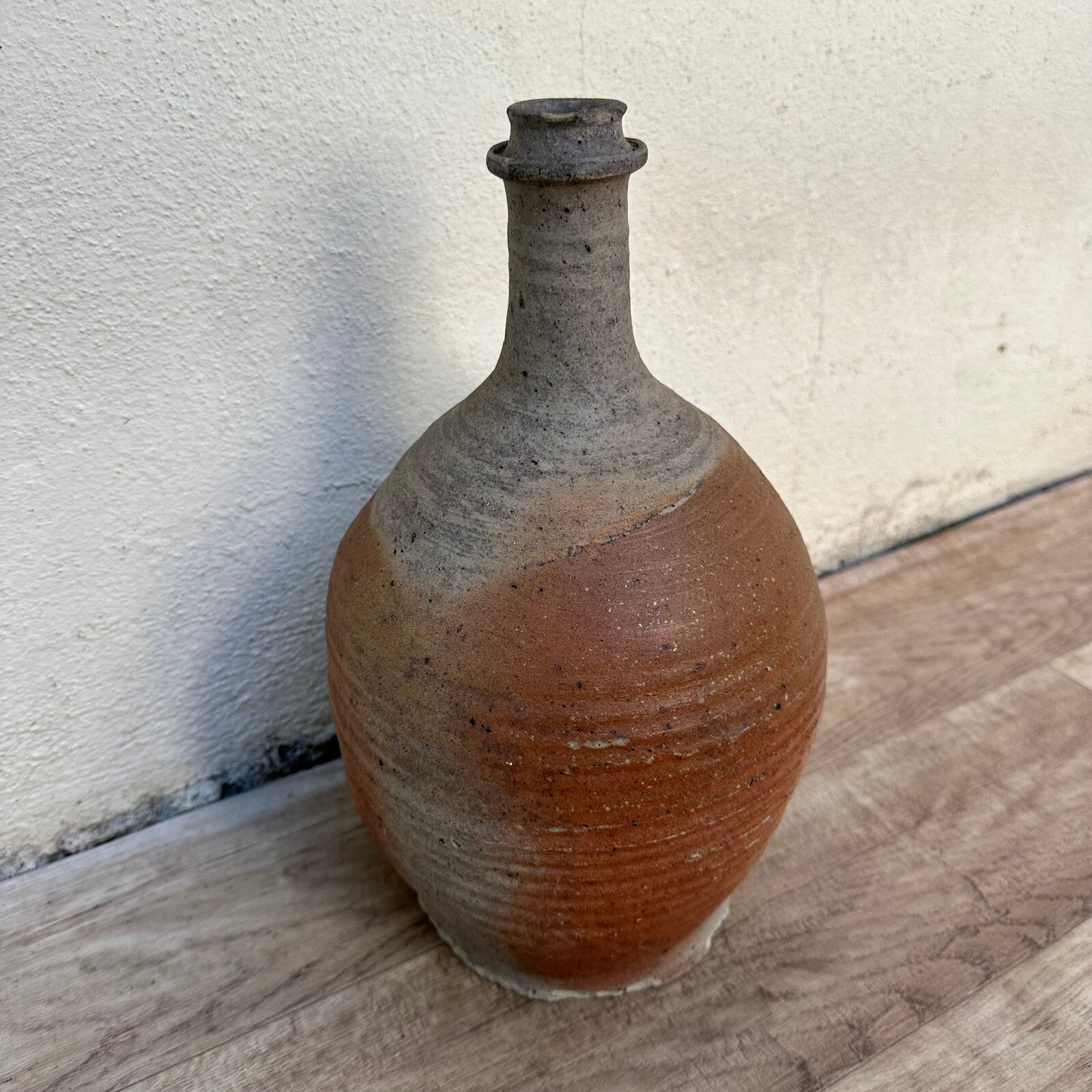 Antique French Stoneware Wine Bottle Salt Glazed Pottery 12" 1108231 Unmarked