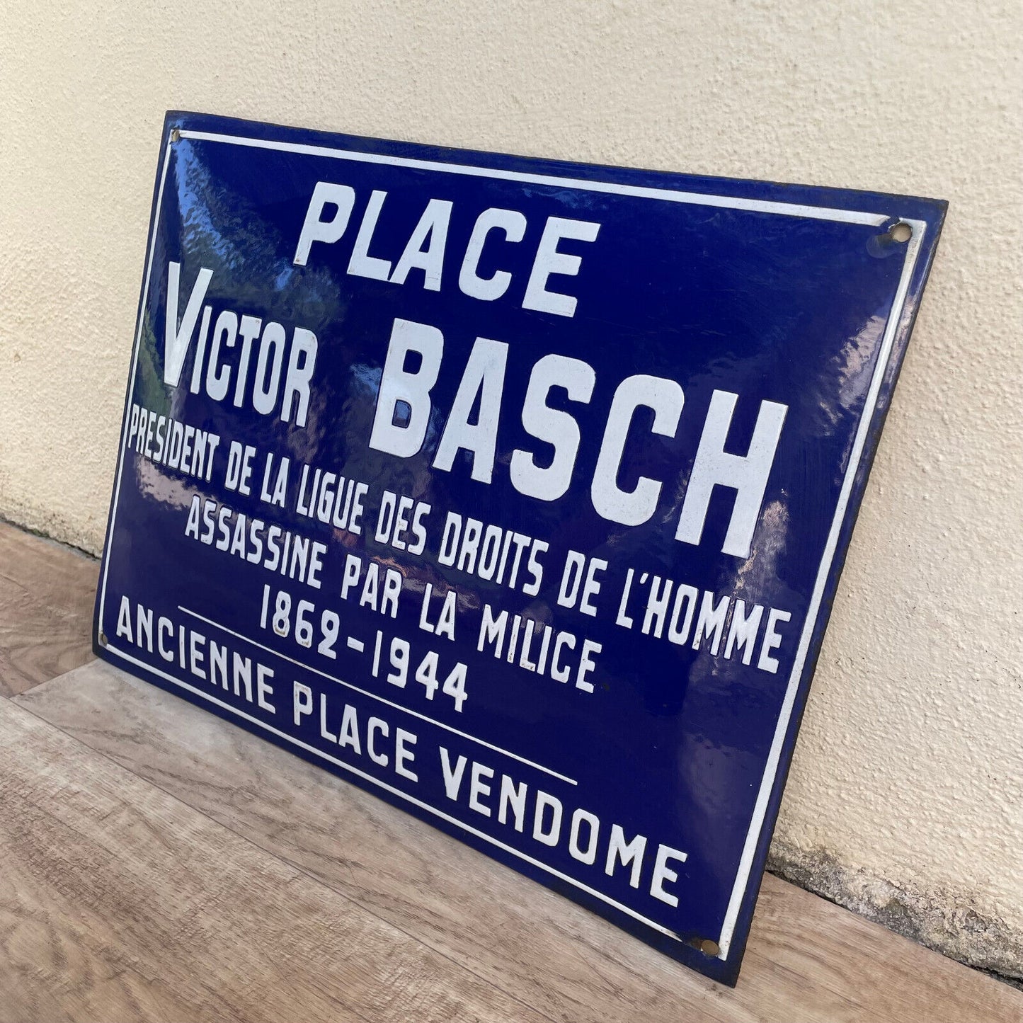 Old French Street Enameled Sign Plaque arched bombed - vintage BASCH 1501251 - Fleamarketfrance