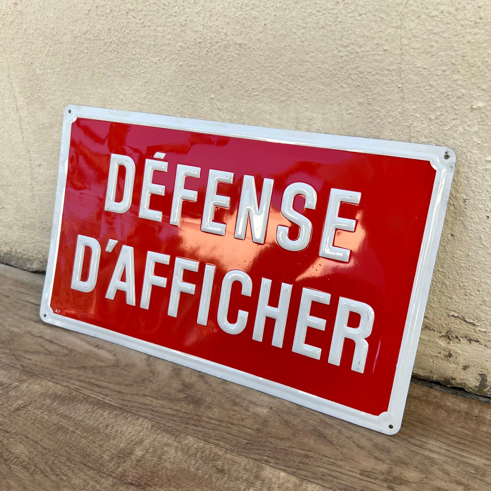 Vintage French Street Sign Defense d'Afficher Red Metal Plaque 17072215 Fleamarketfrance