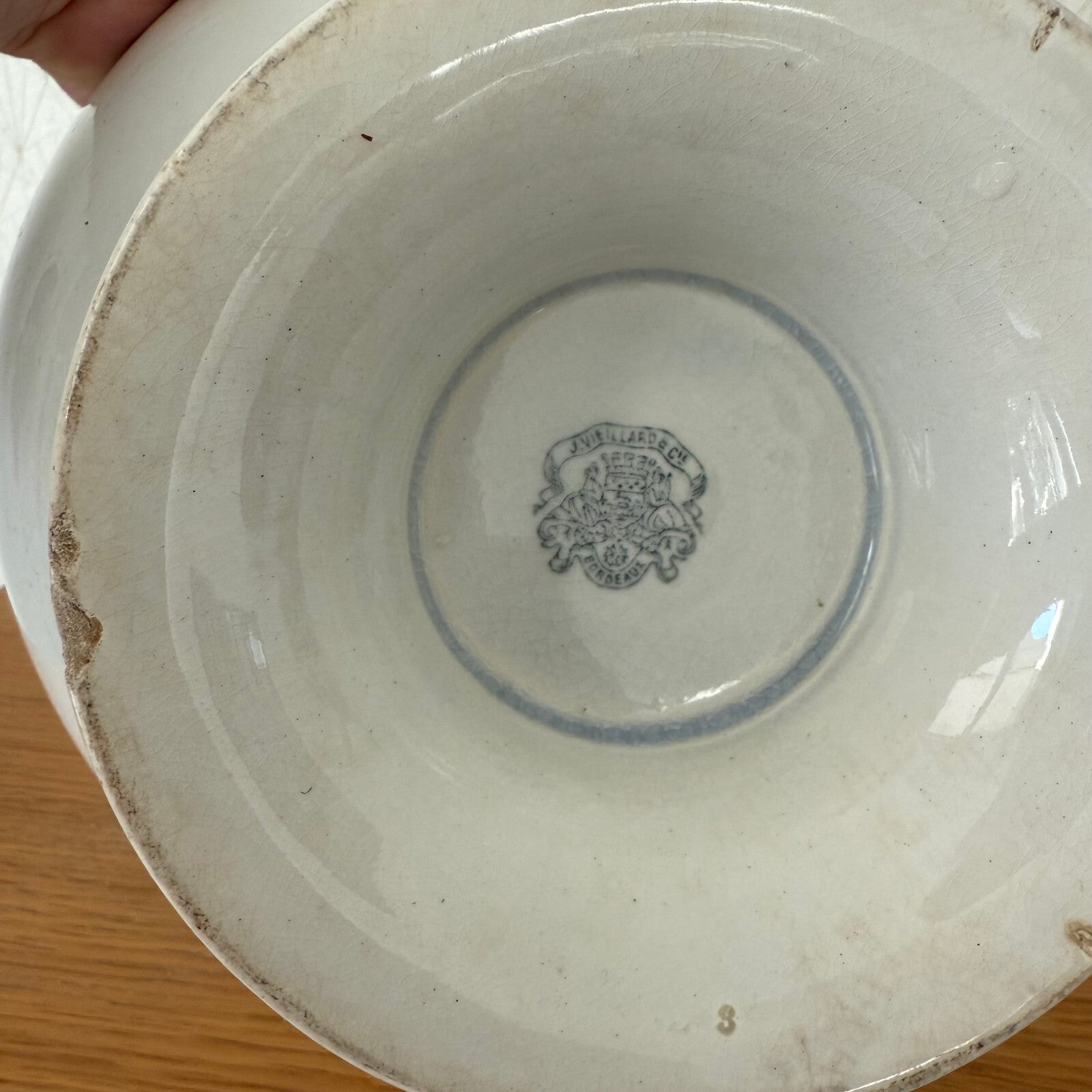 Antique French Tureen White Ceramic Footed Bowl Vieillard Bordeaux 0911245 Fleamarketfrance