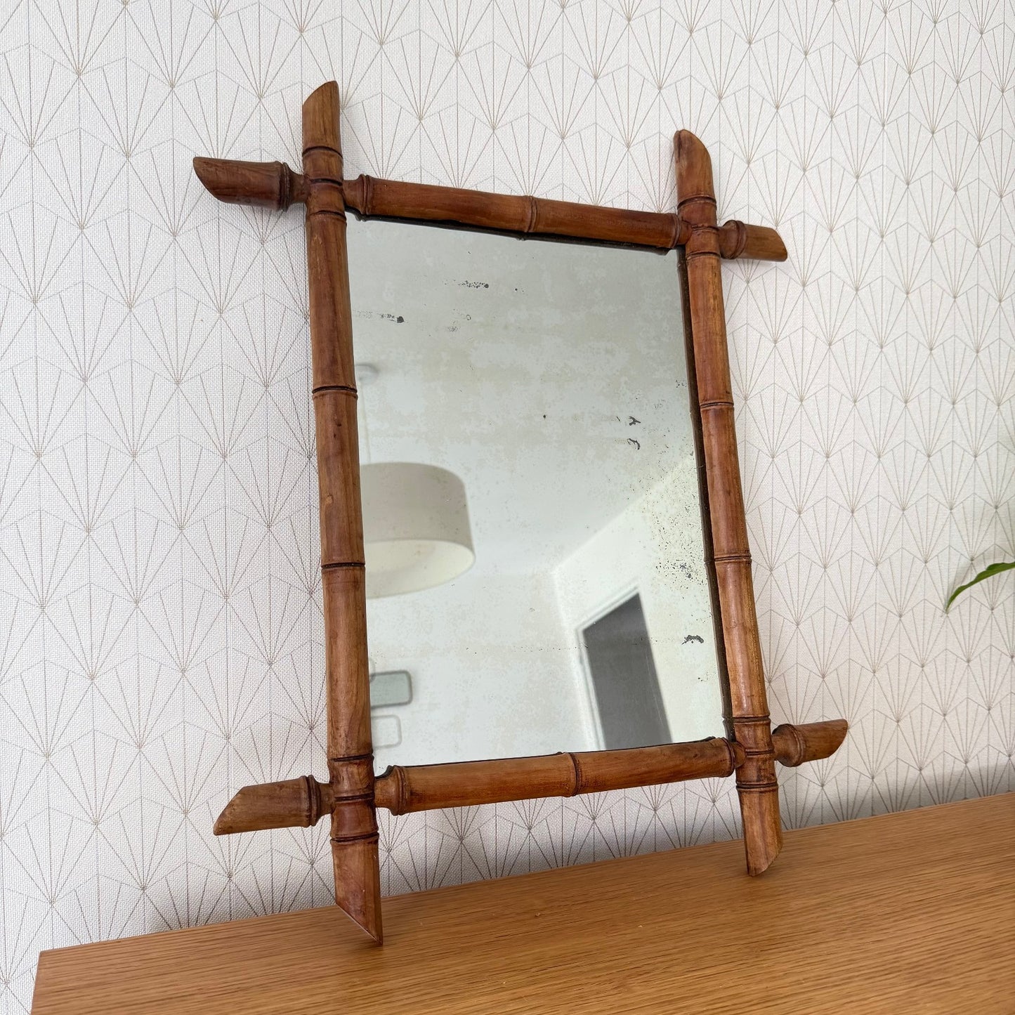 Vintage French wood faux bamboo  WALL-HANGING MIRROR 0210253