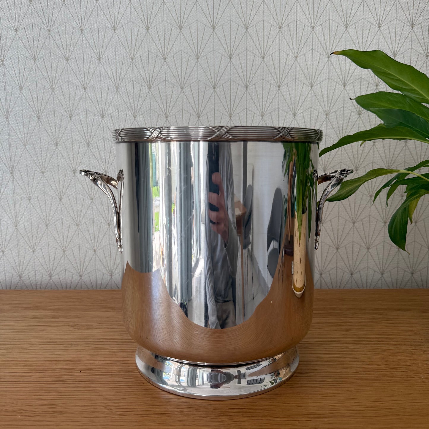 French Silver Plated Ice Bucket Champagne Cooler Ornate Handles 090426 Unbranded