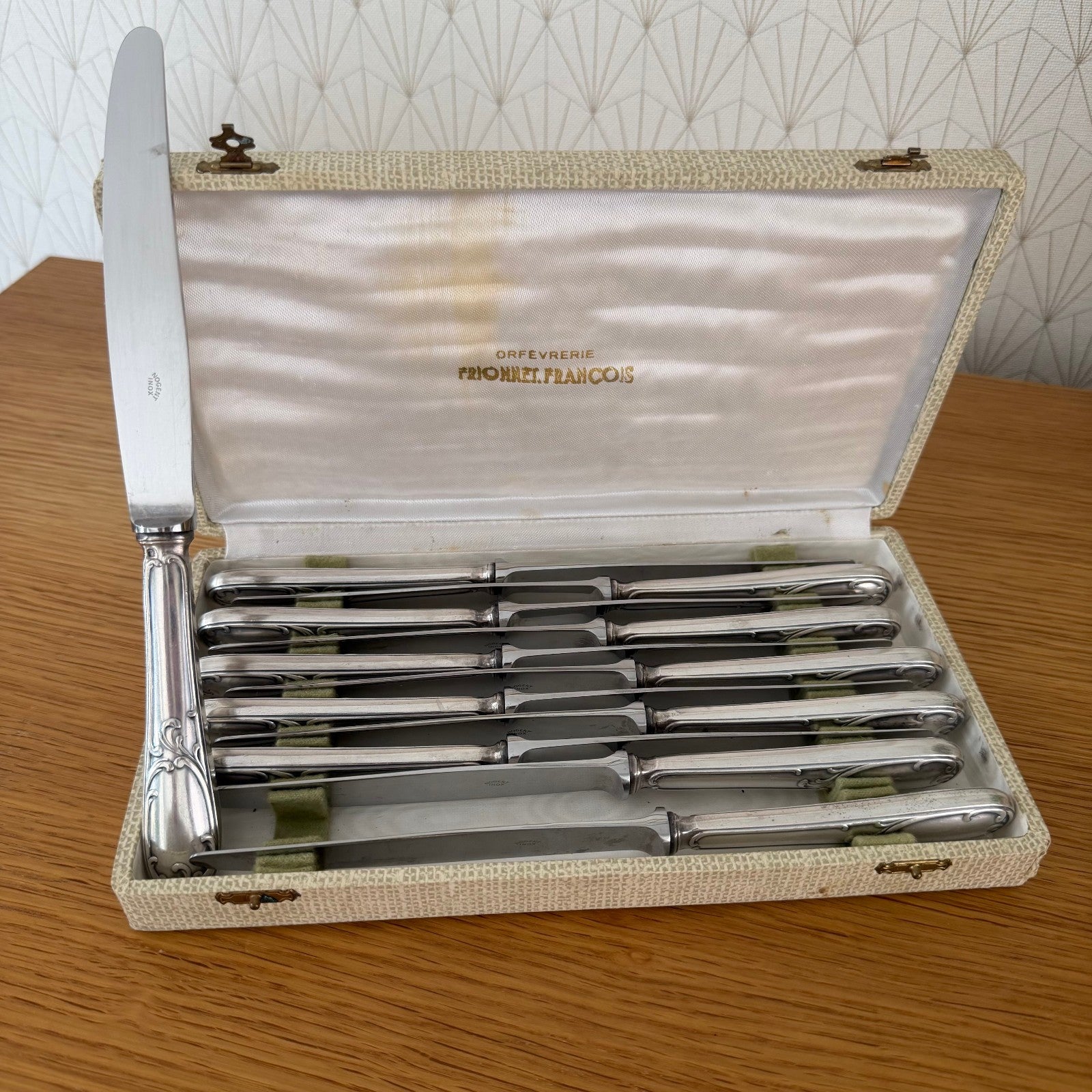 French Silver Plated Knives Set Frionnet Francois Vintage Boxed 0910254 Frionnet François