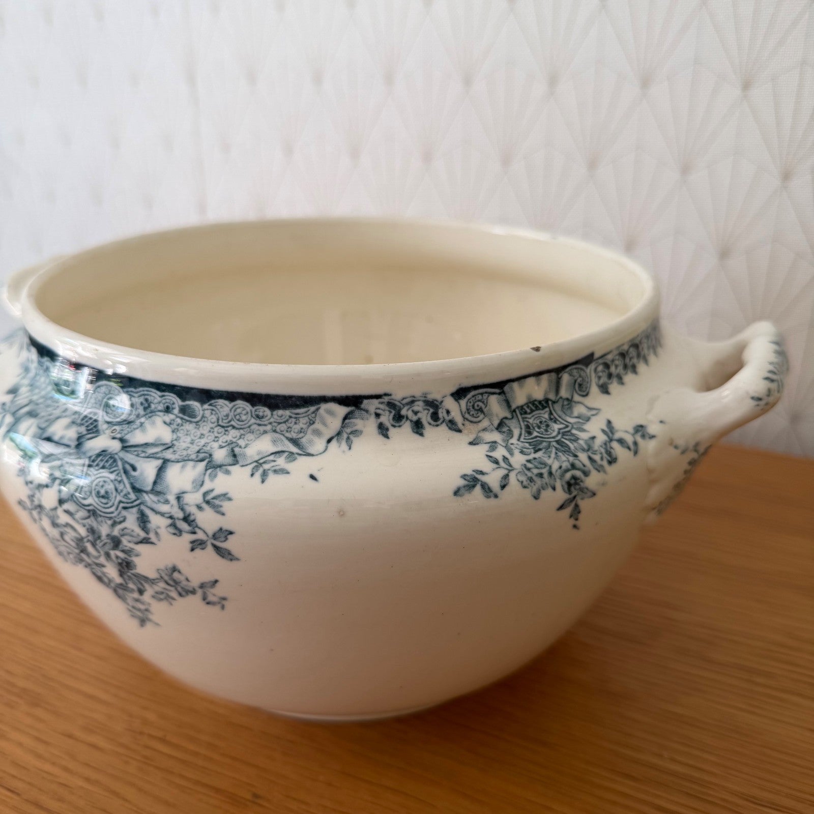French Antique White Earthenware Tureen Longwy Terre de Fer 2805265 Fleamarketfrance
